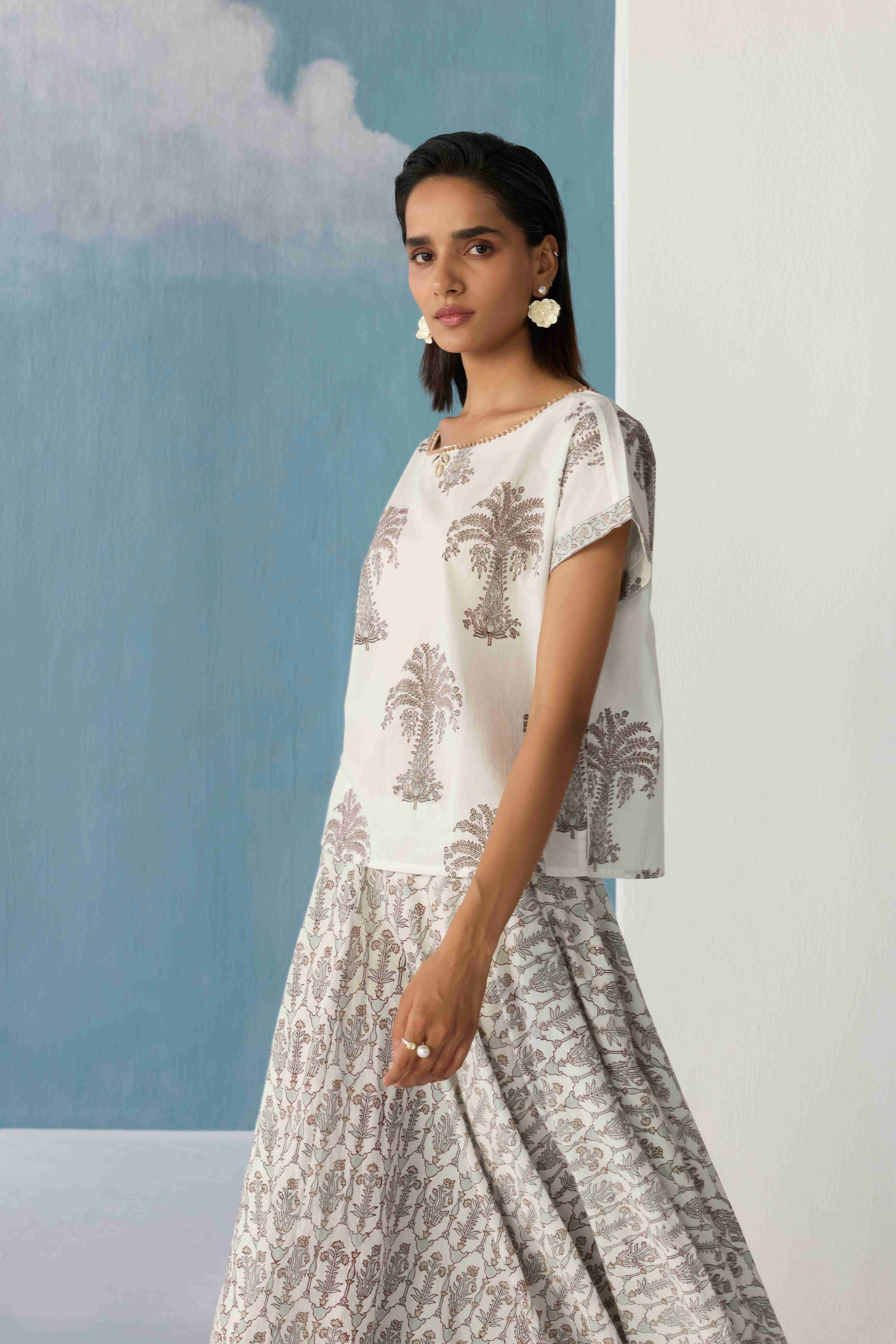 Ivory Botanical Printed Top