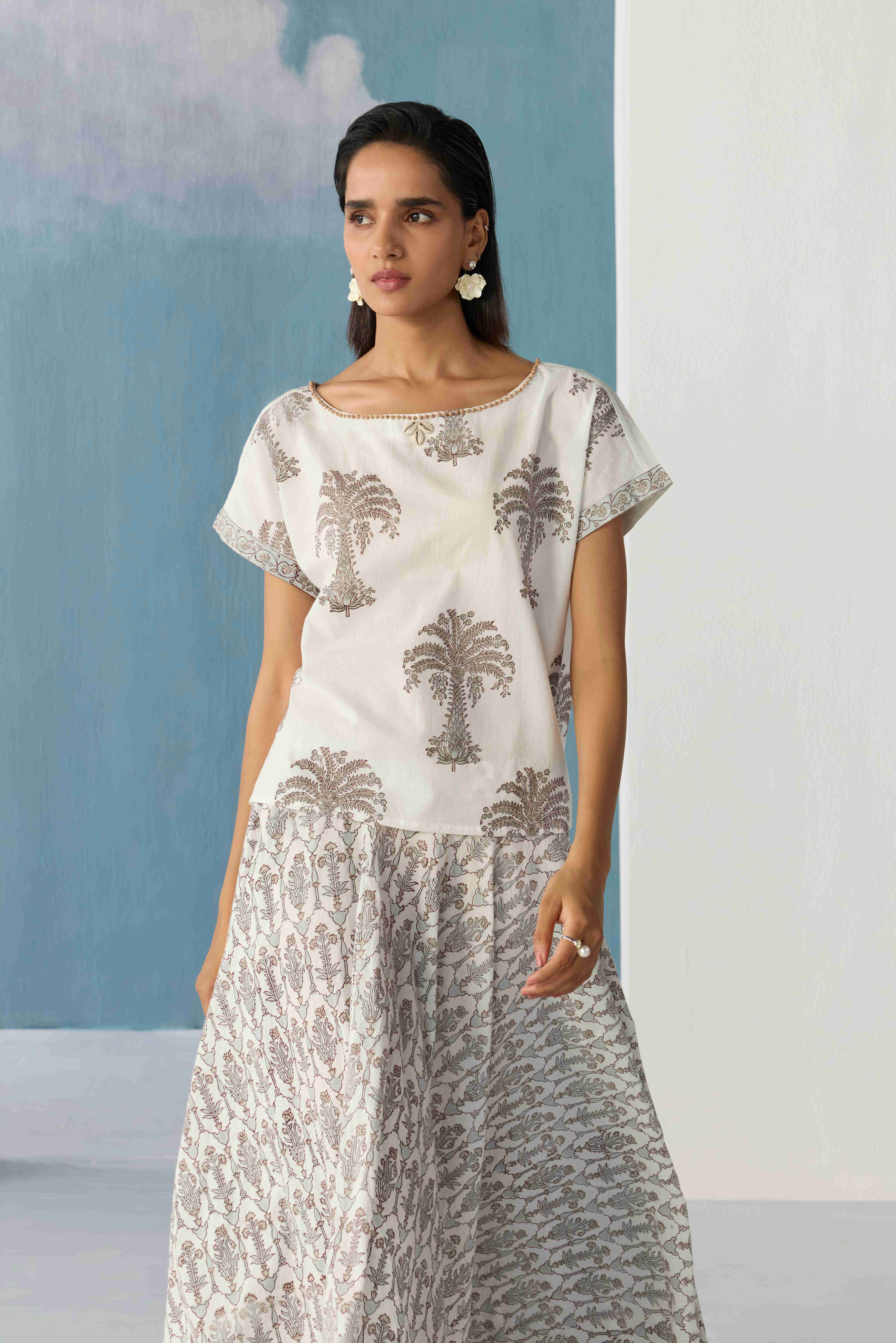 Ivory Botanical Printed Top