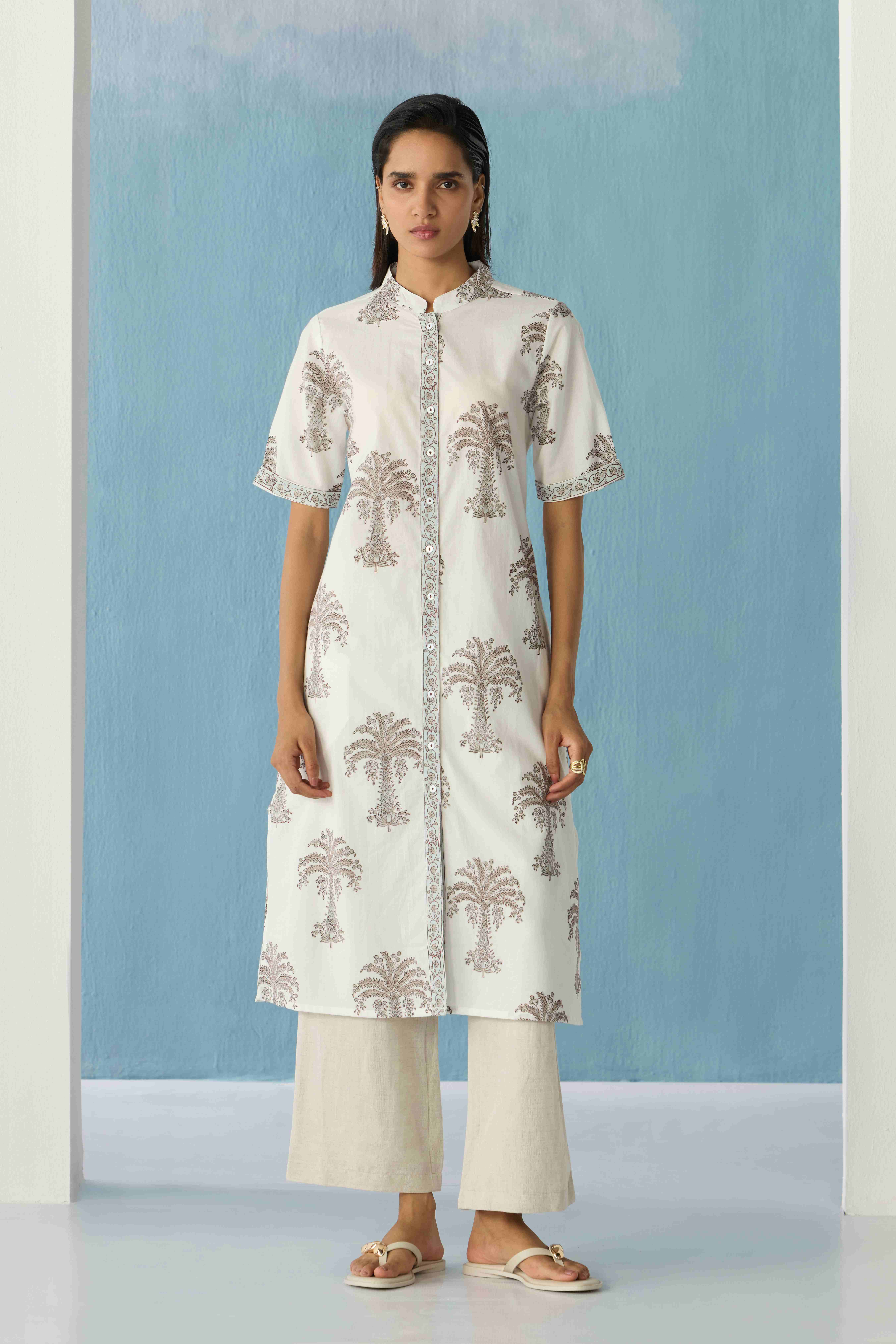 Ivory palm kurta