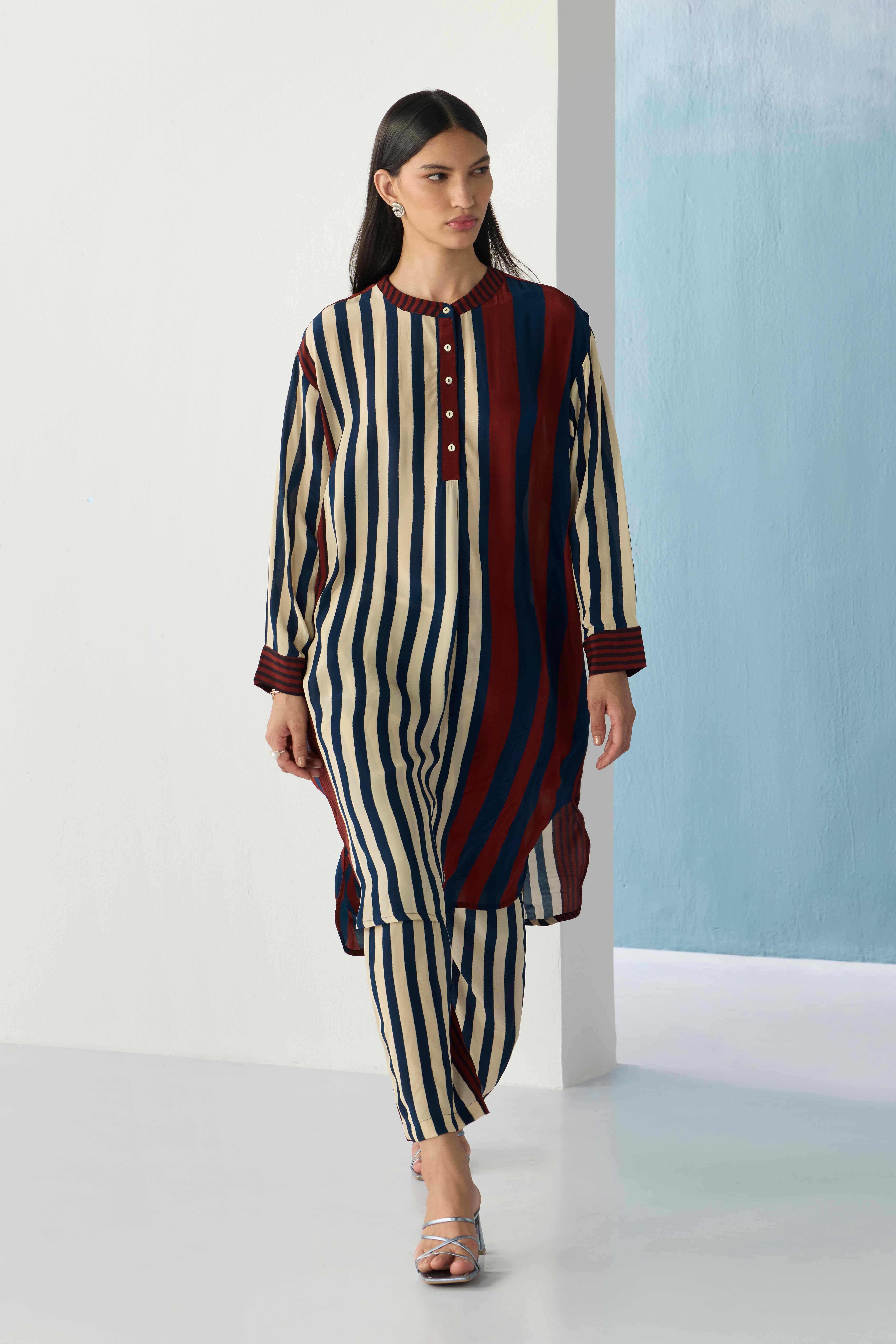Striped Ajrakh Kurta
