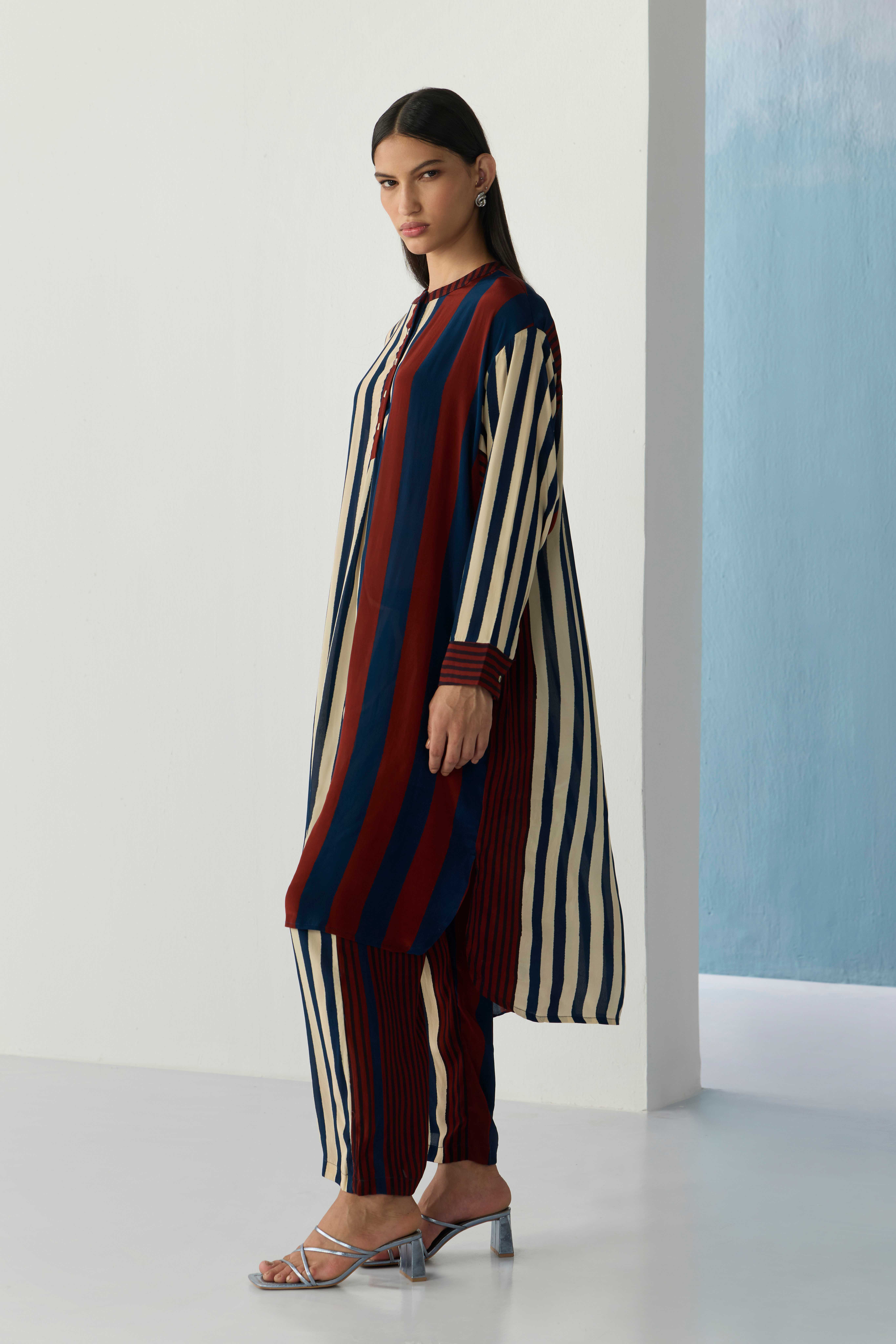 Striped Ajrakh Kurta