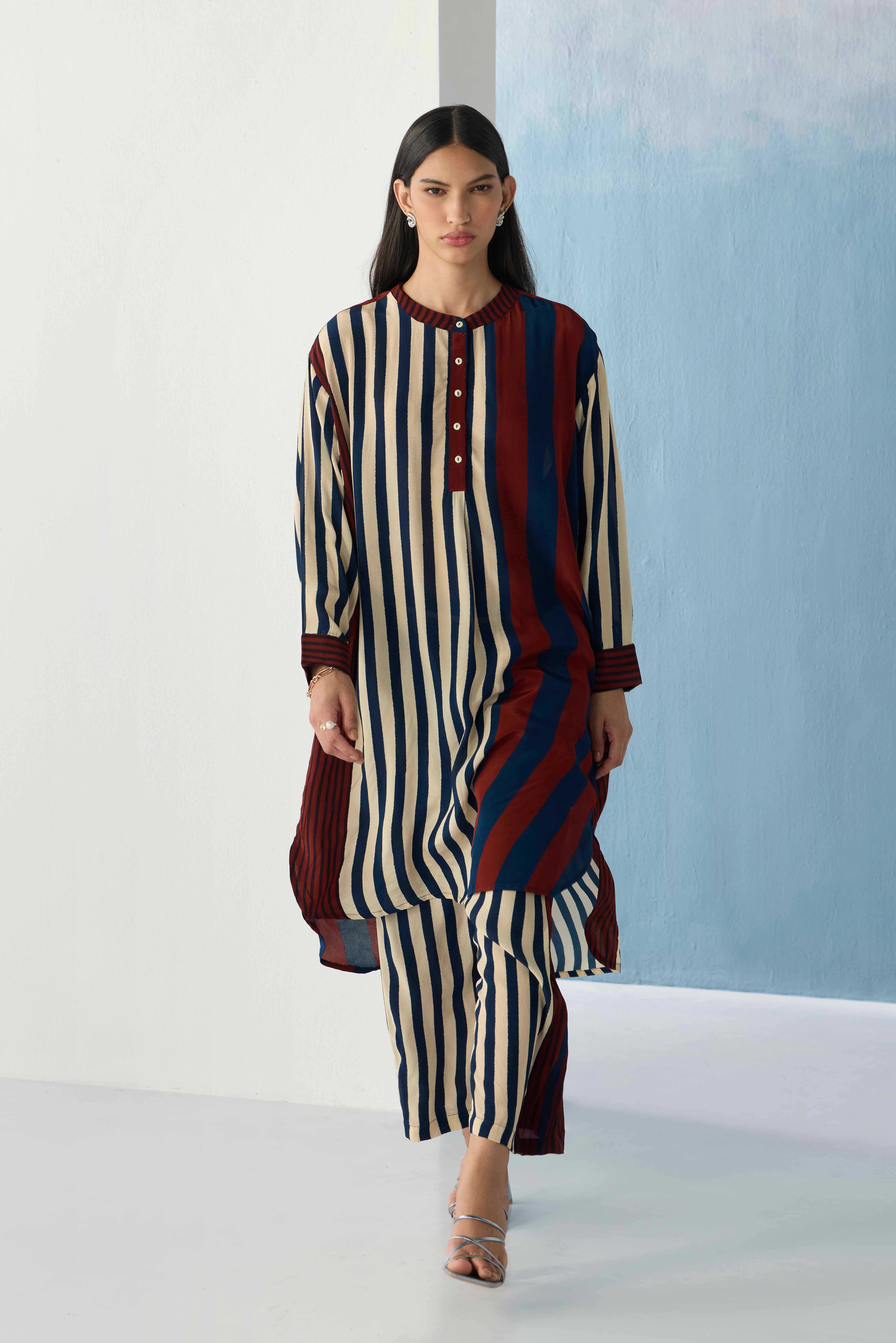 Striped Ajrakh Kurta