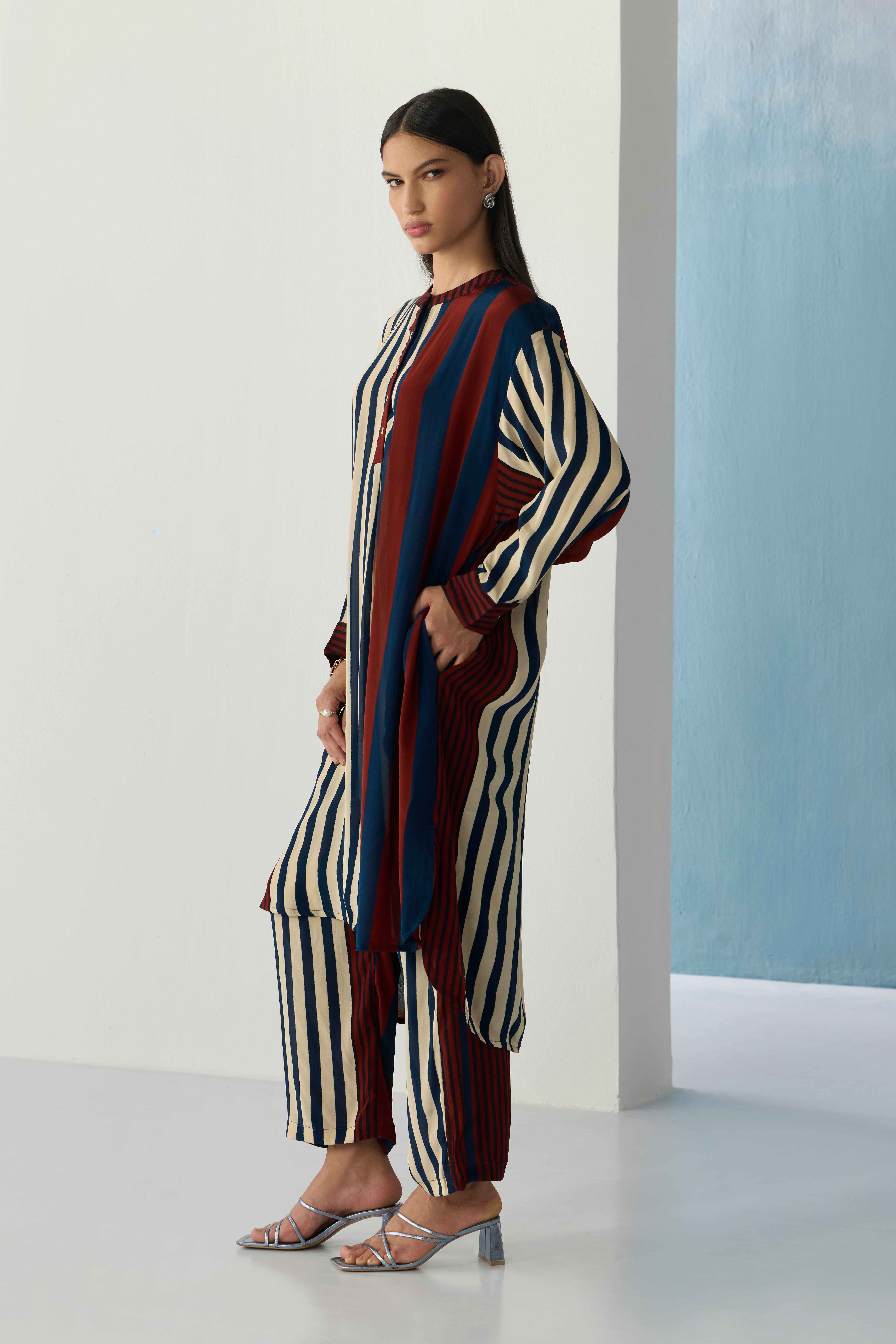 Striped Ajrakh Kurta