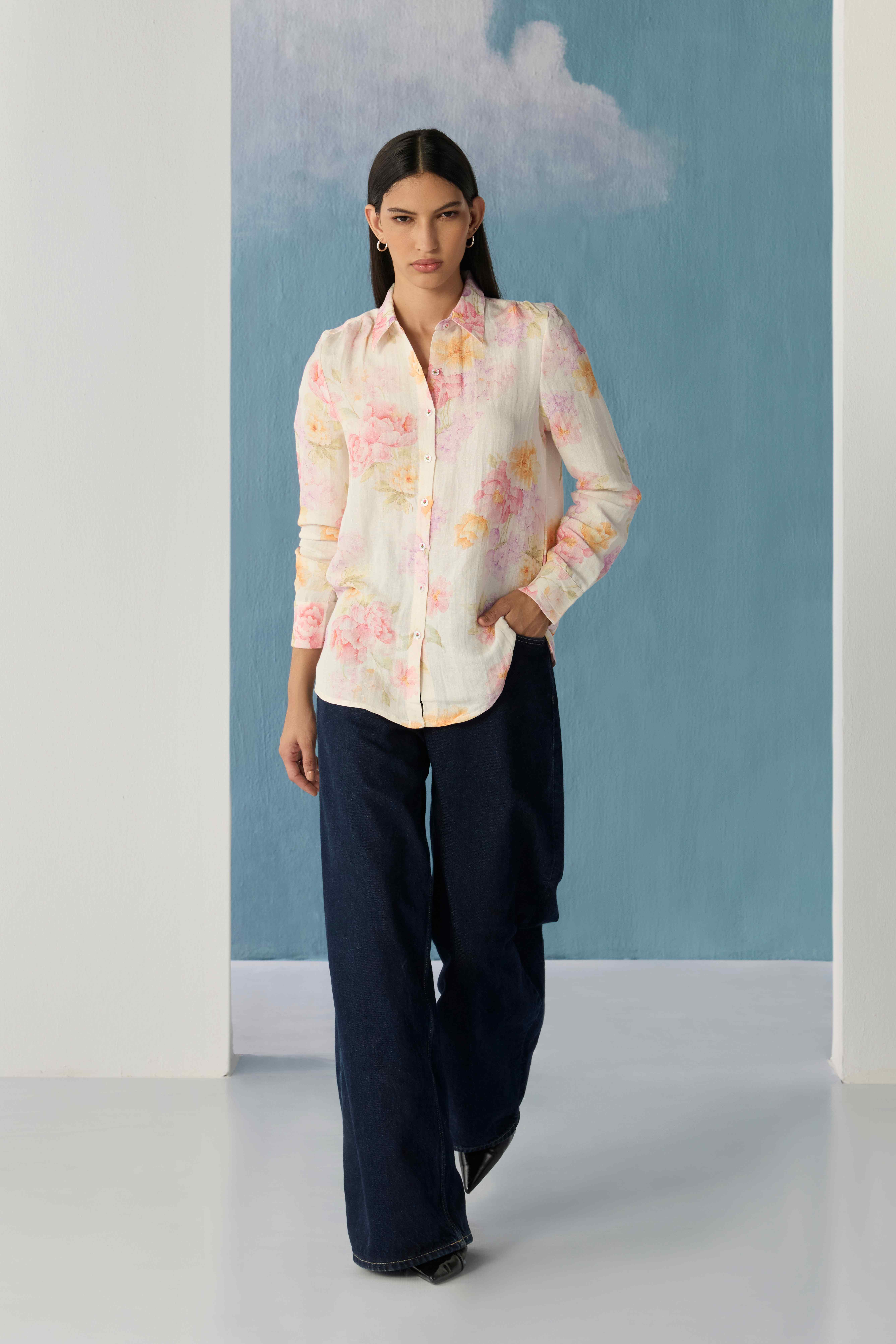 Pastel Blooming garden shirt