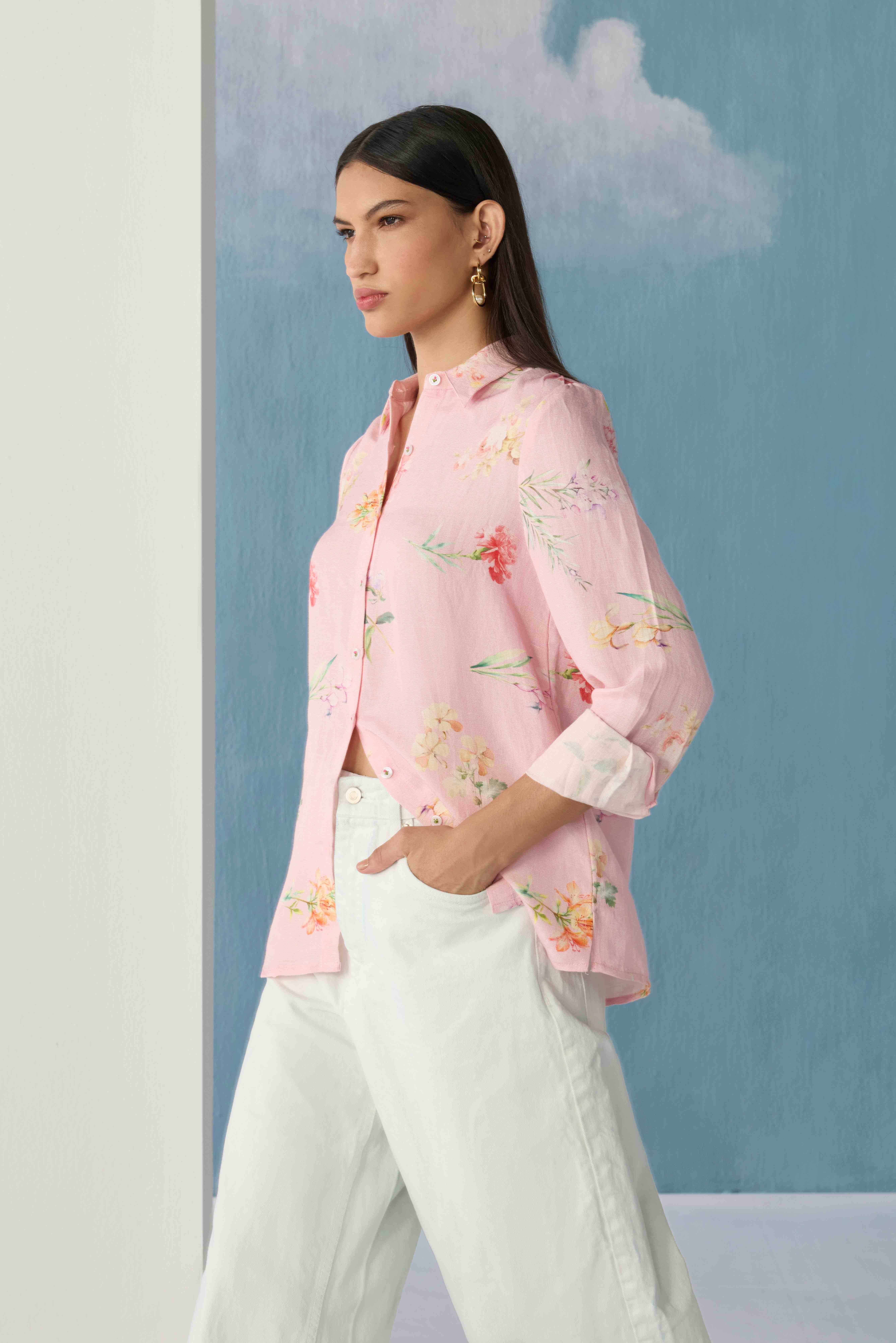 Soft pink florals shirt