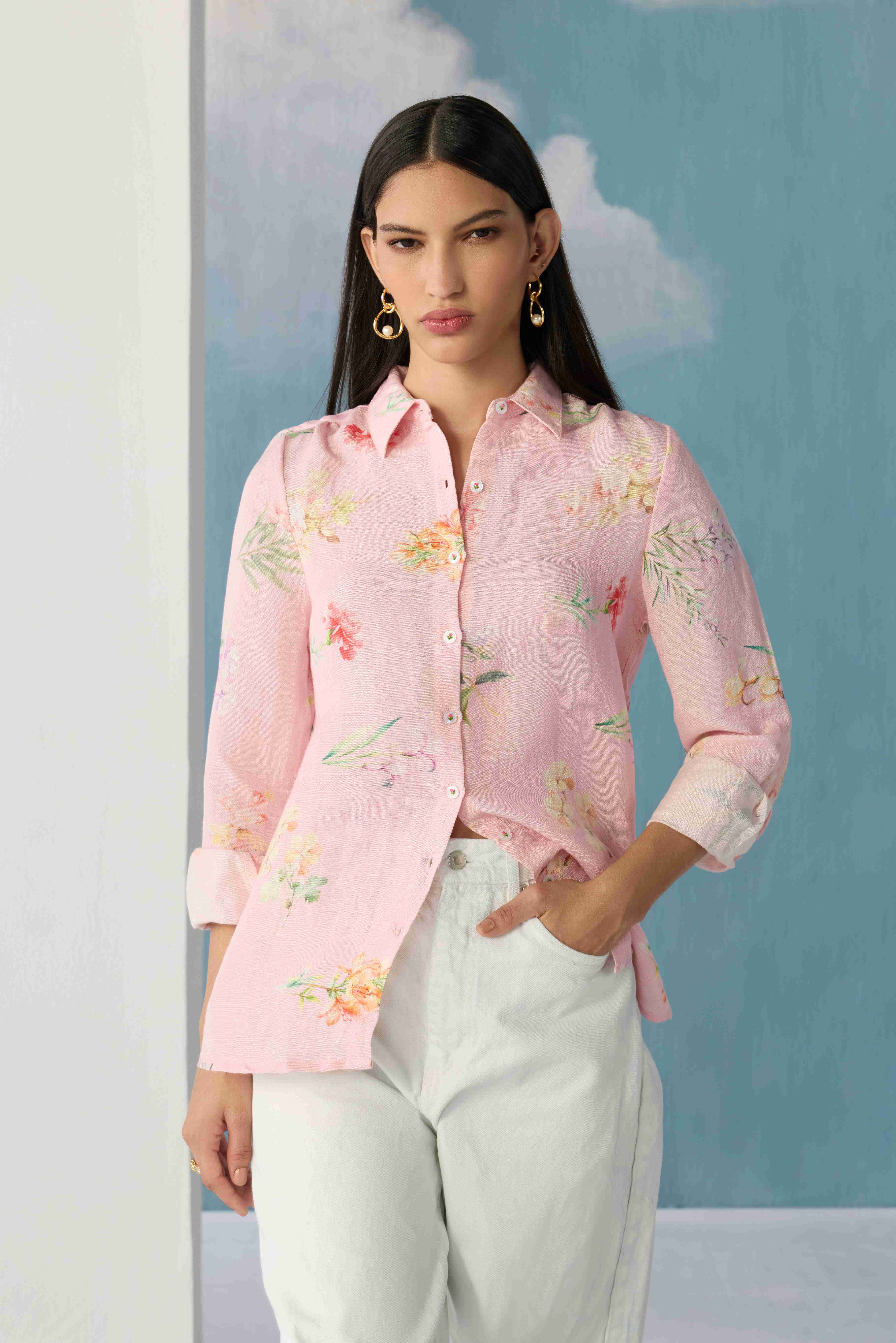 Soft pink florals shirt