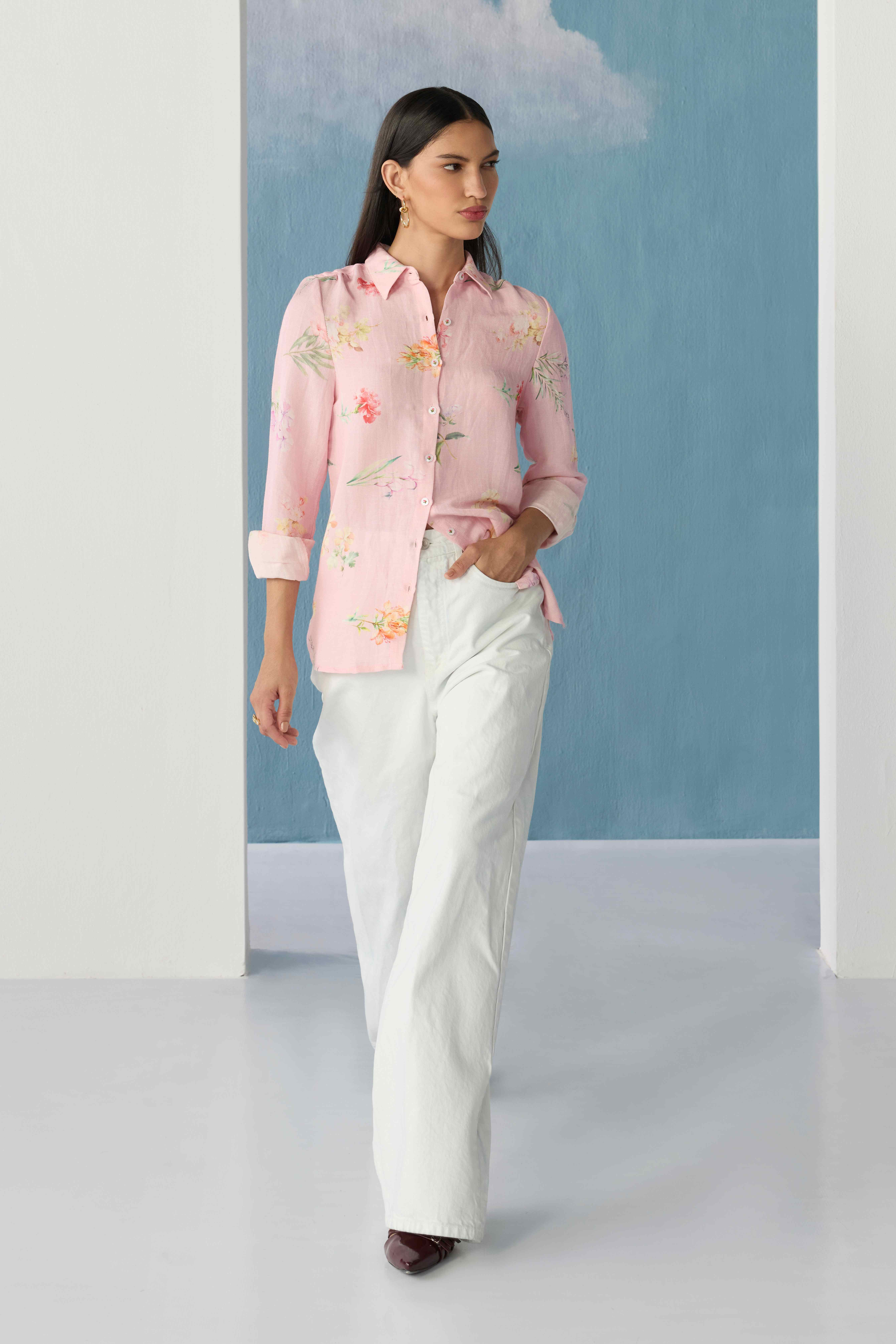 Soft pink florals shirt