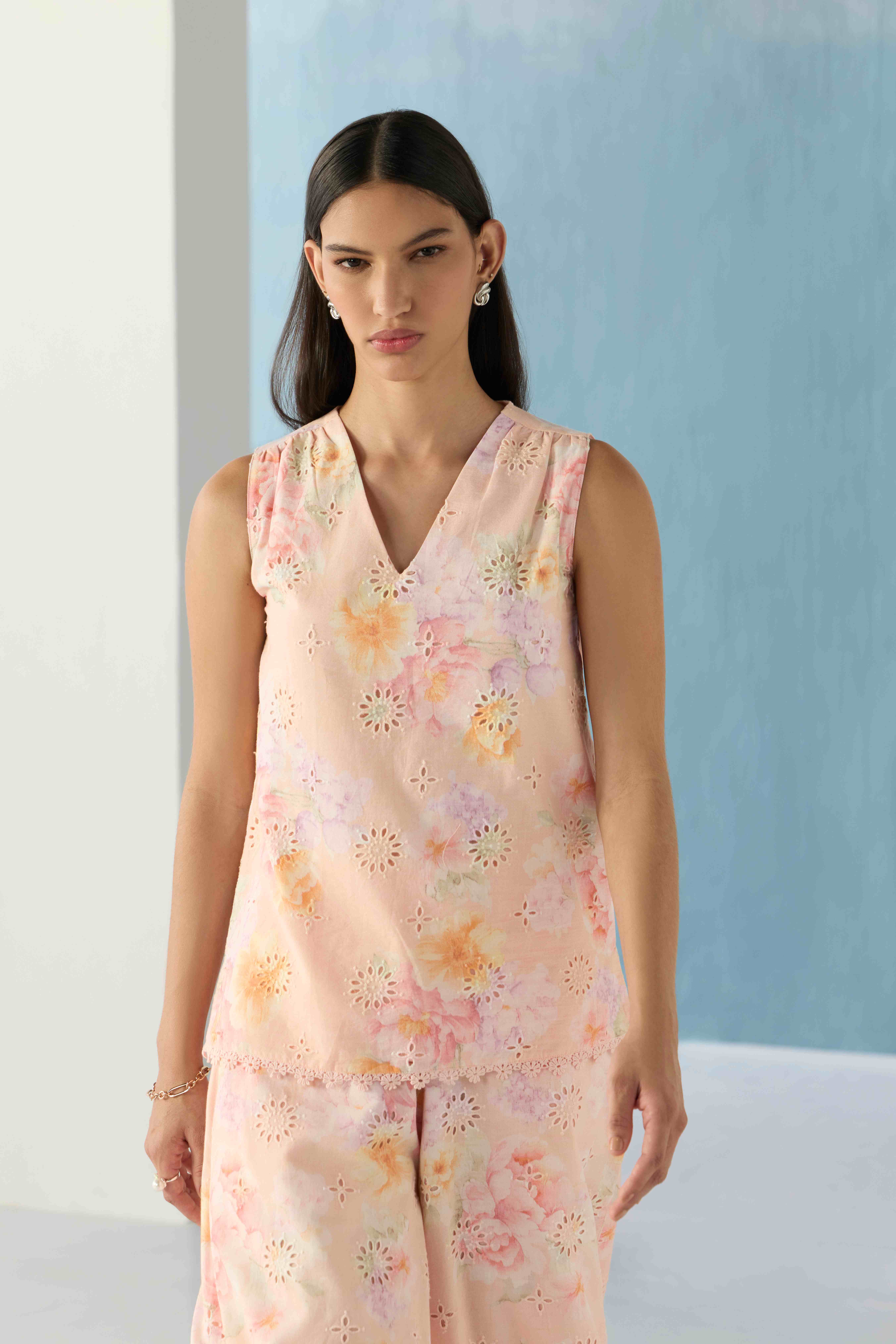 Dreamy florals schiffli palazzo