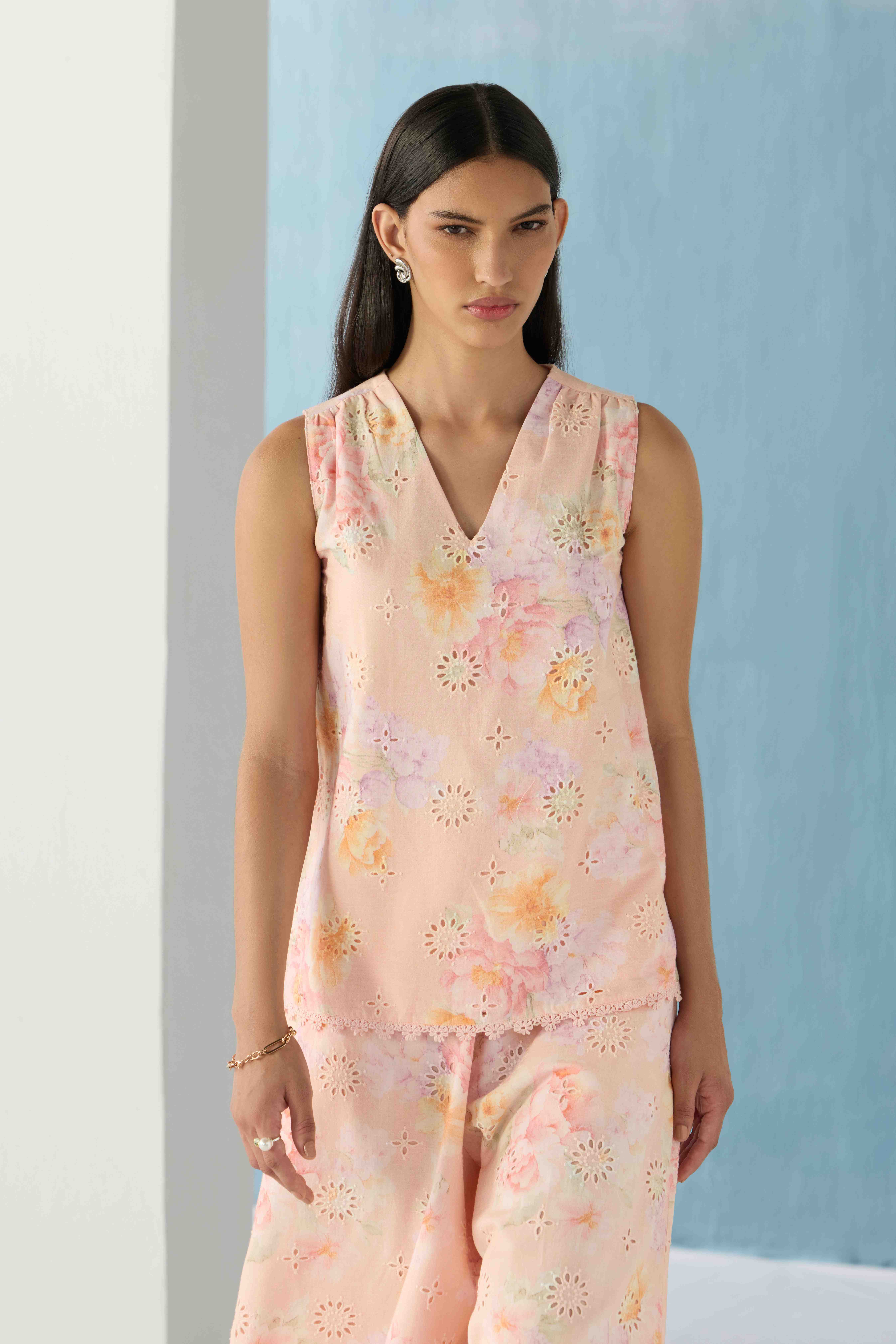 Dreamy florals schiffli palazzo