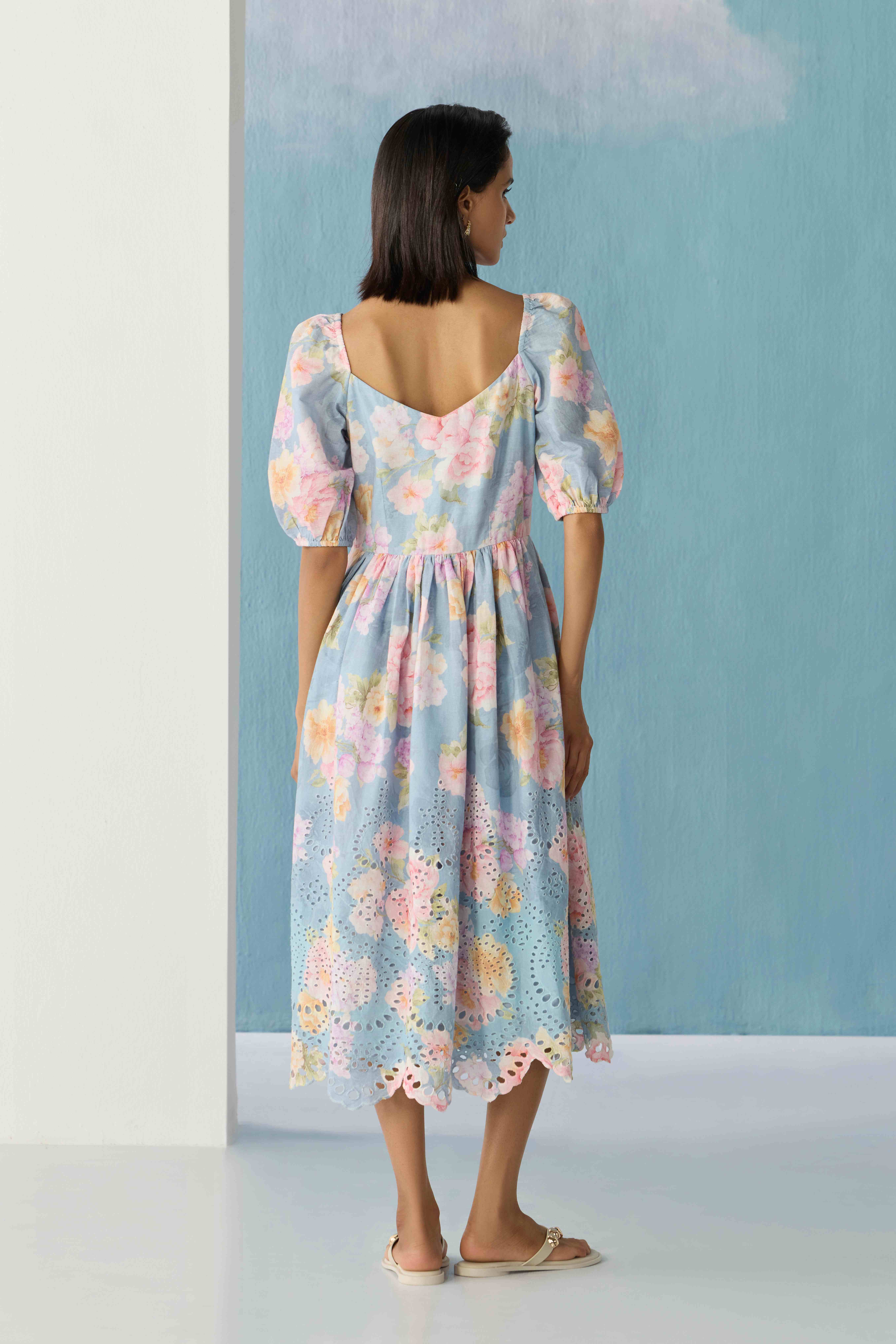 sky blue blossom dress