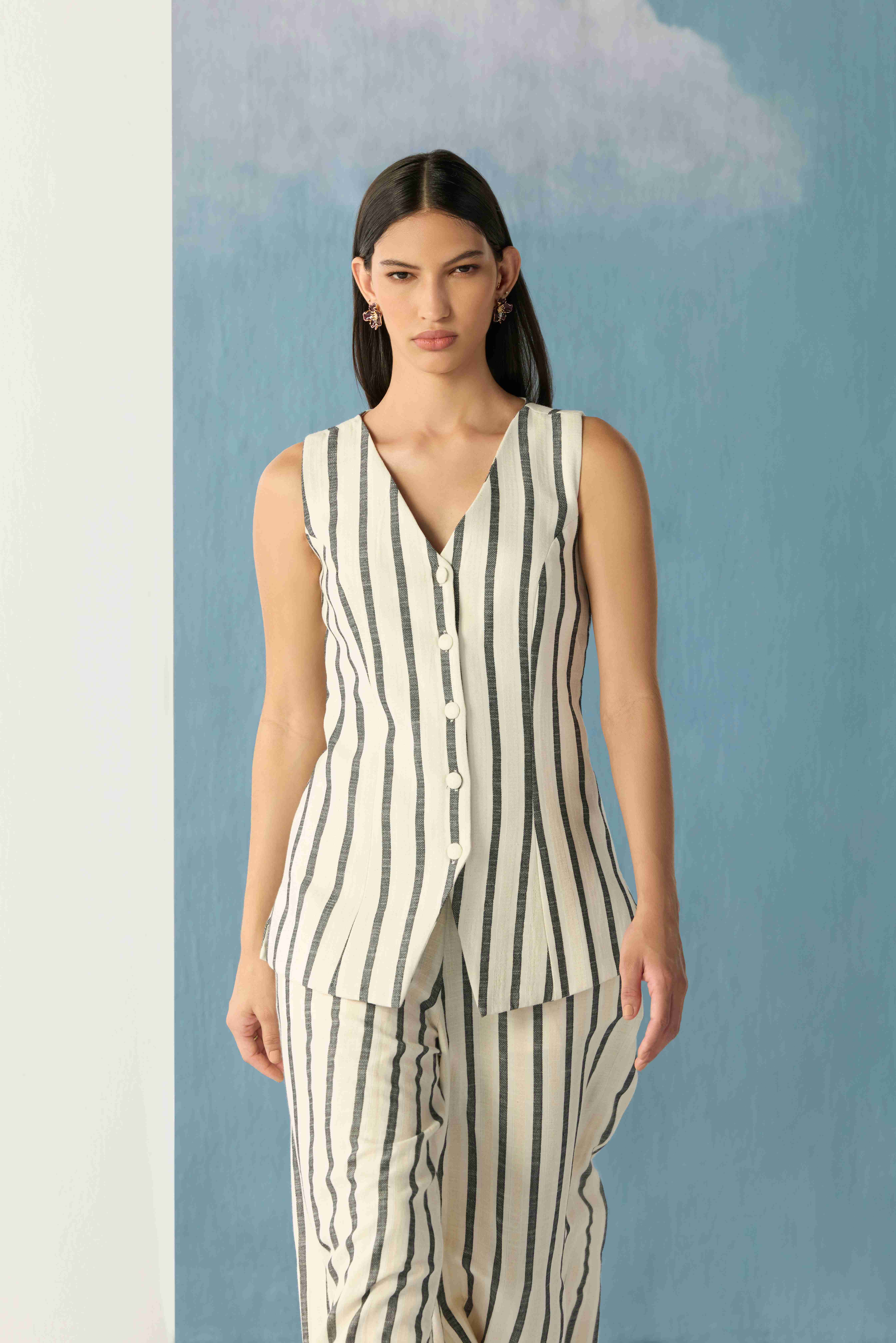 Pistachio linen vest top
