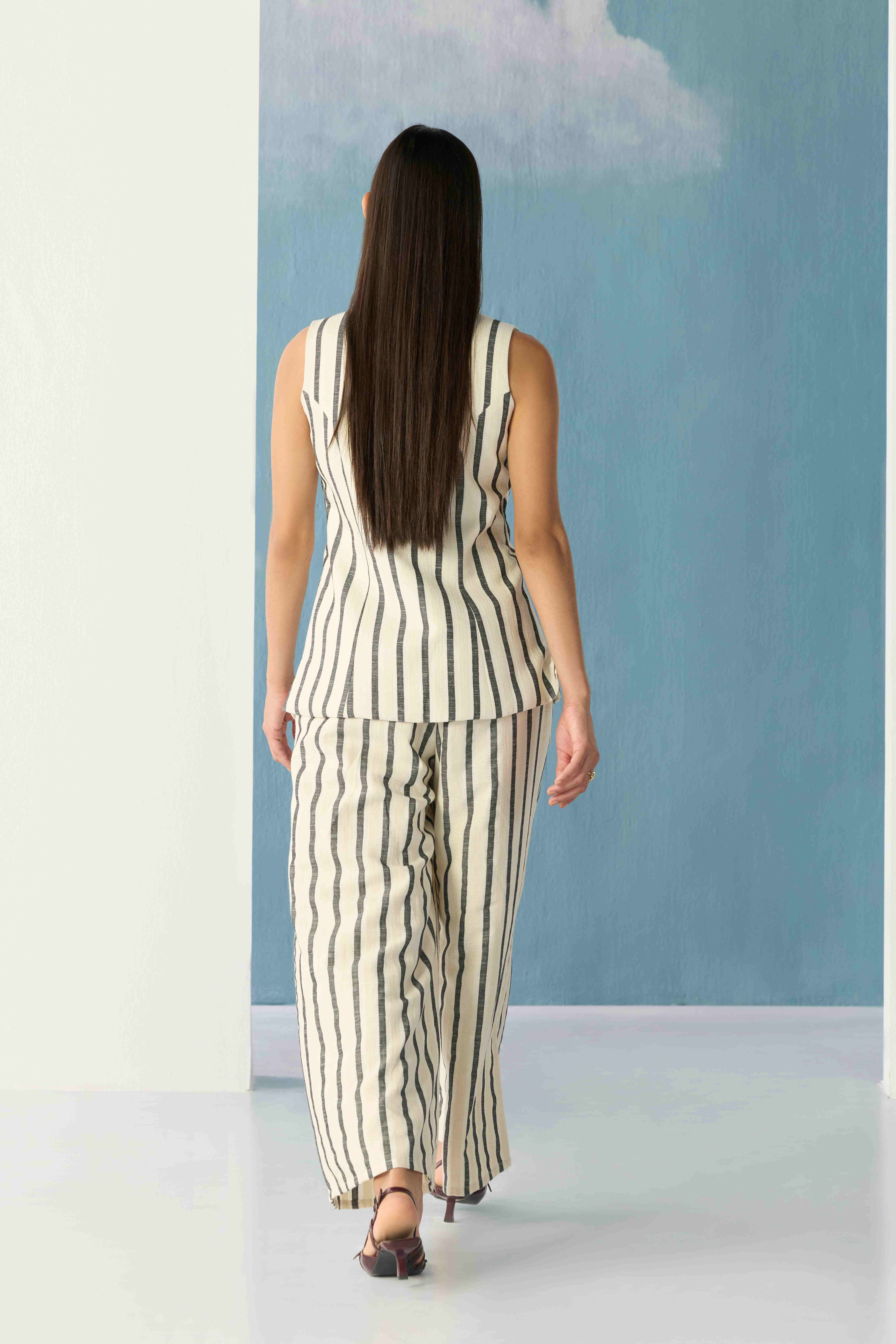 Pistachio linen wide leg trousers