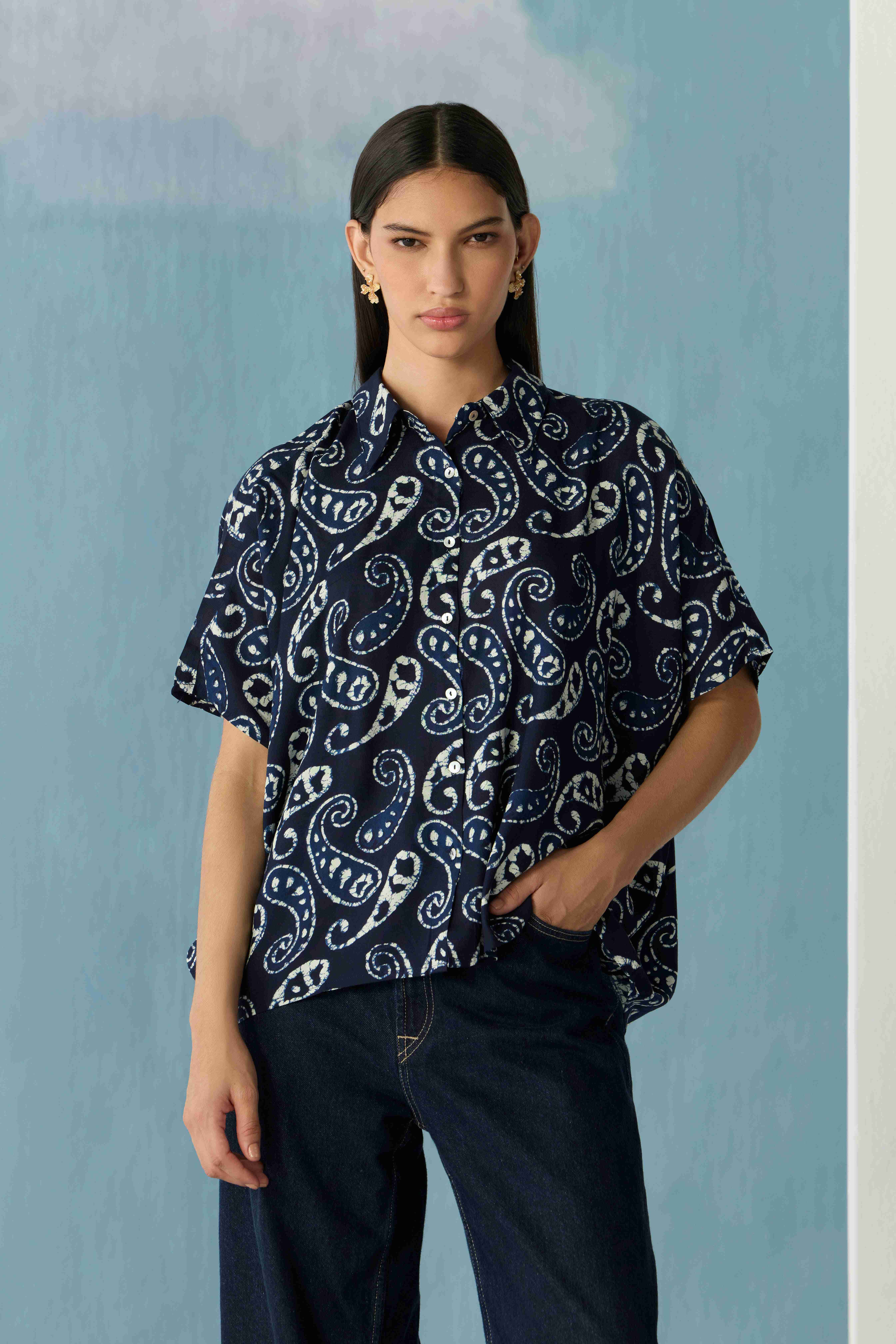 Midnight Ajrakh Classic Top
