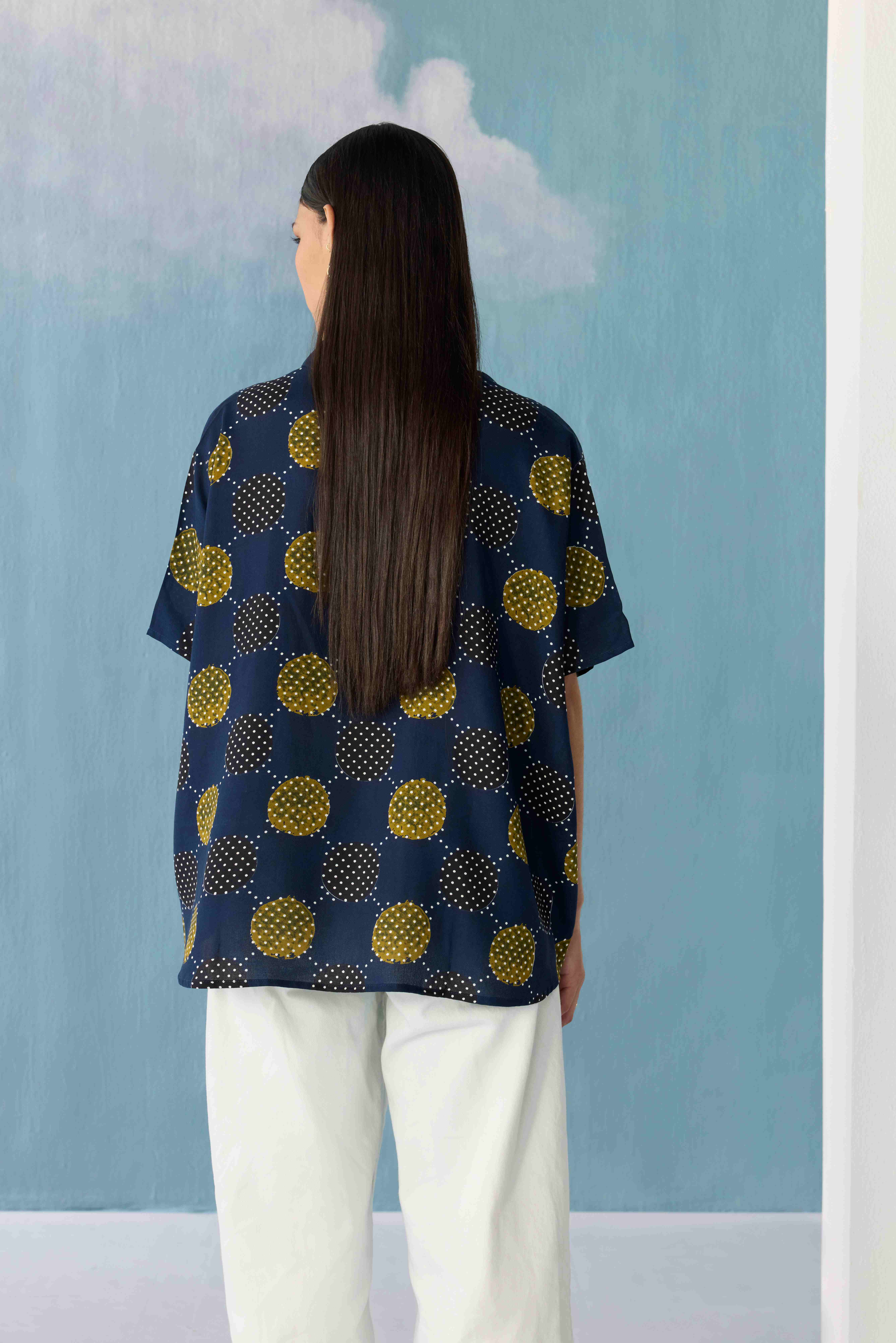 Ajrakh circle motif top