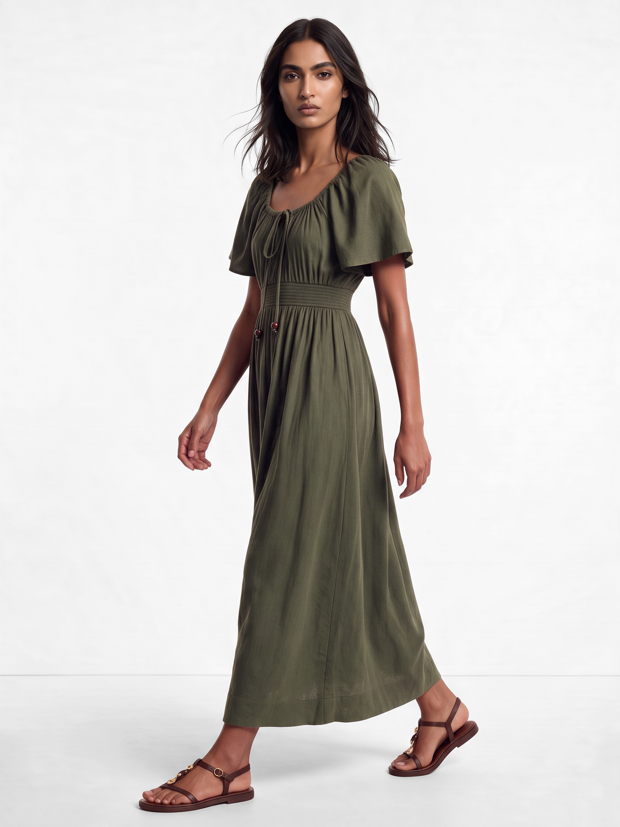 Clemia Olive Dress