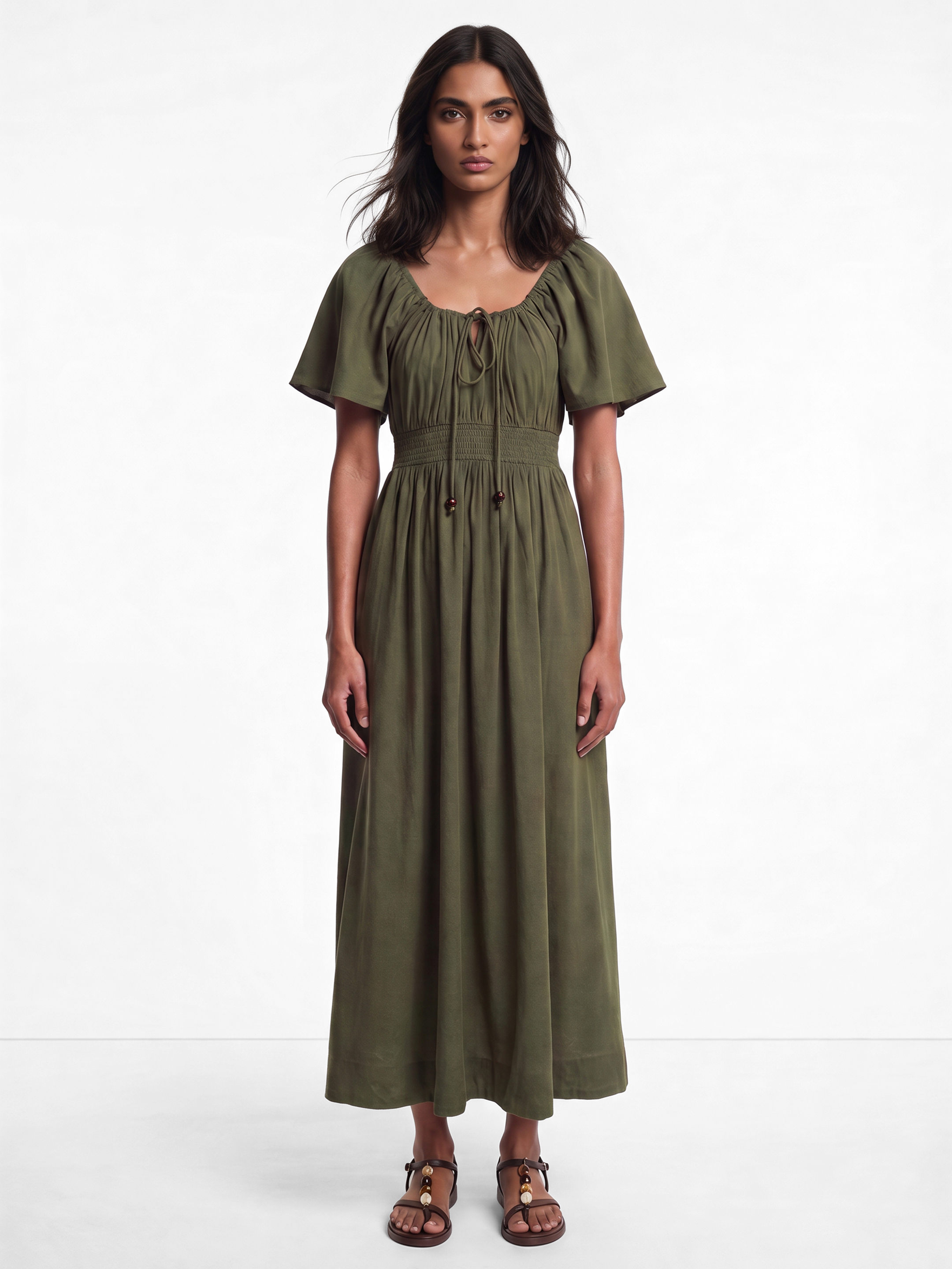 Clemia Olive Dress