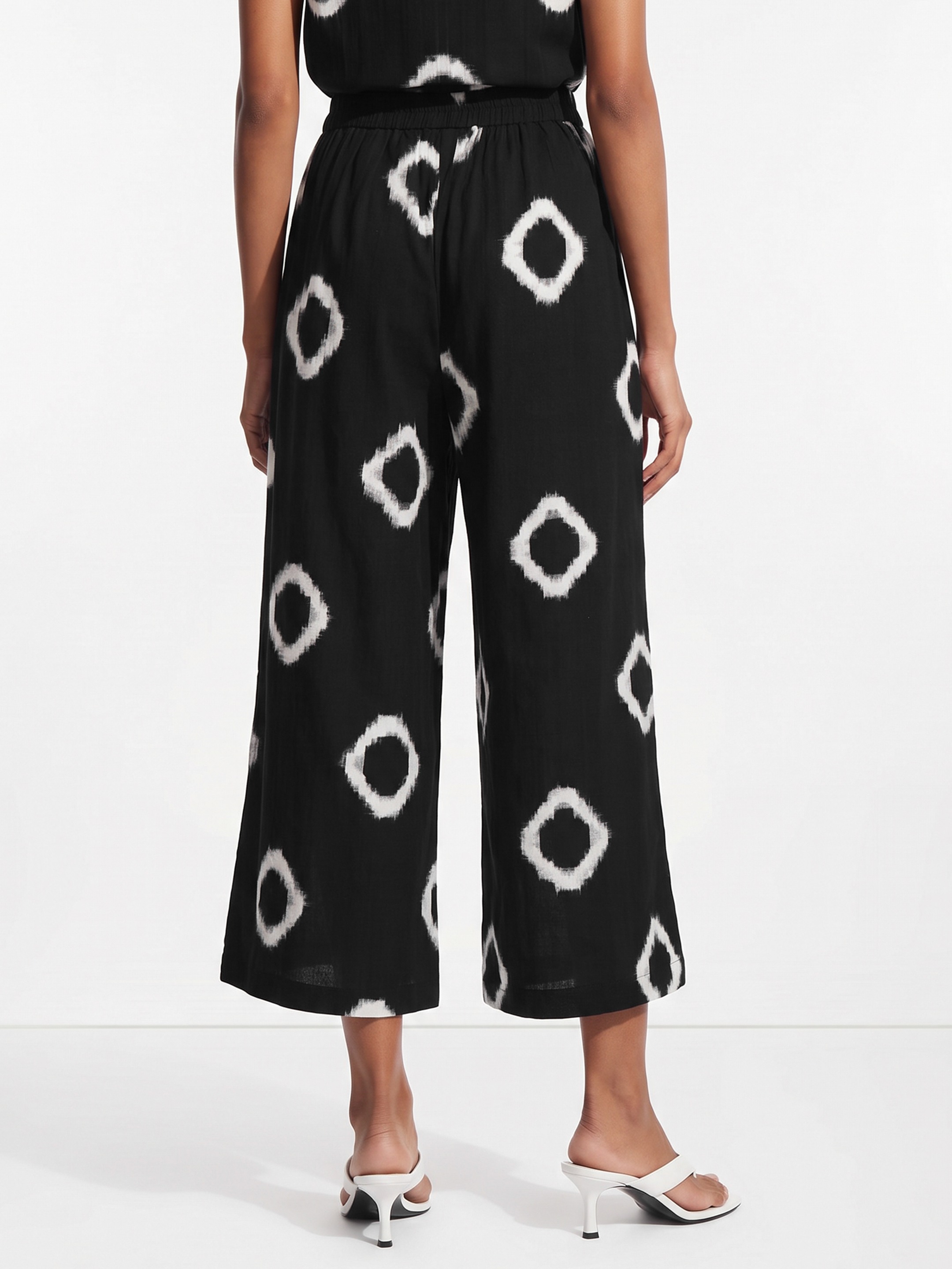 Black Printed Wide Leg Trouser