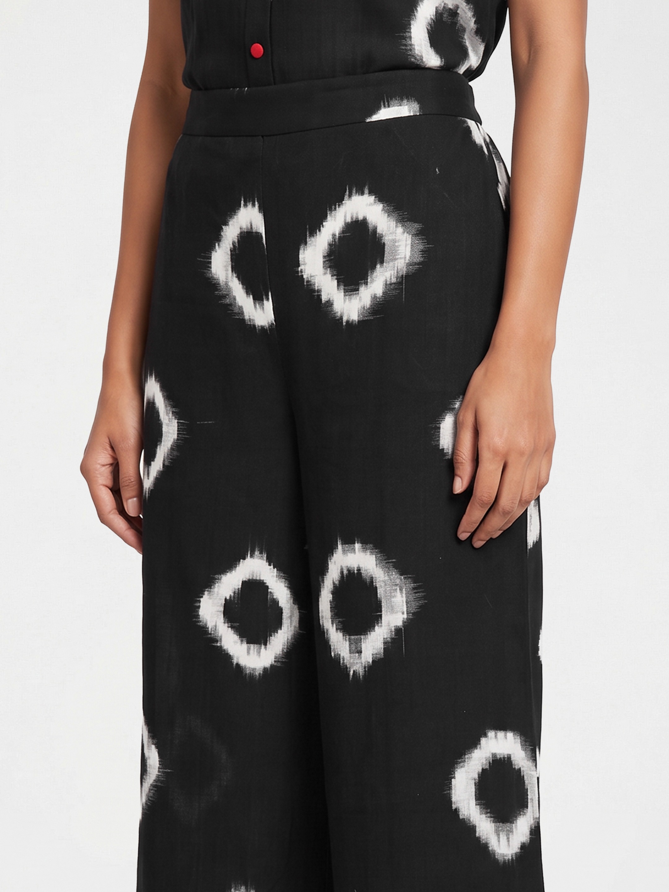 Black Printed Wide Leg Trouser