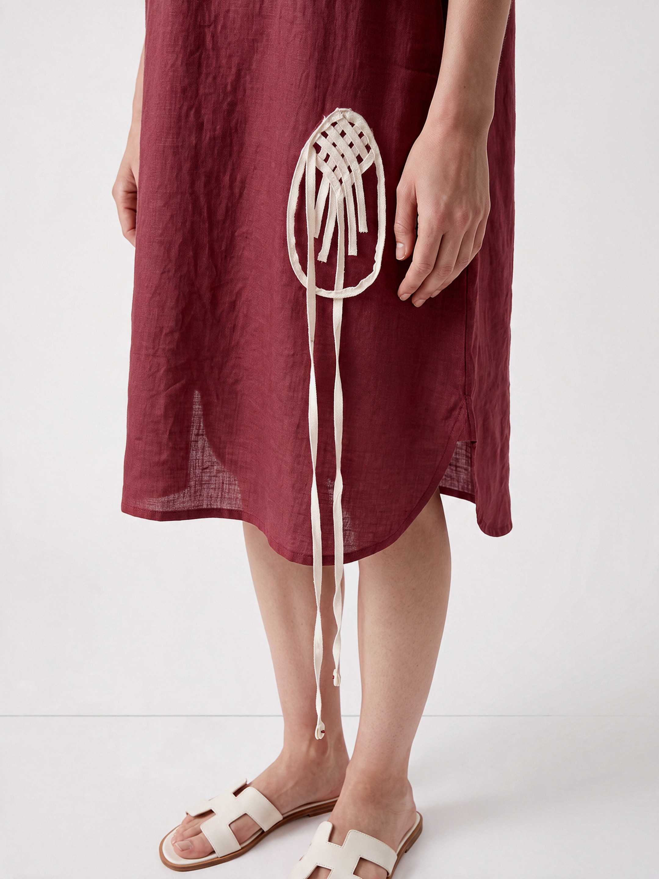 Maroon Linen Dress