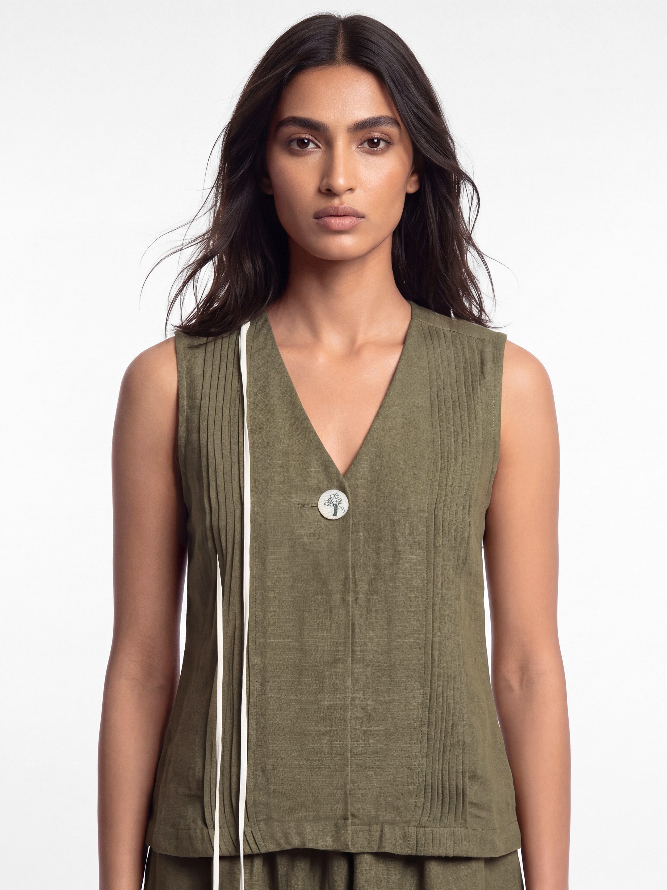 Olive Linen Top