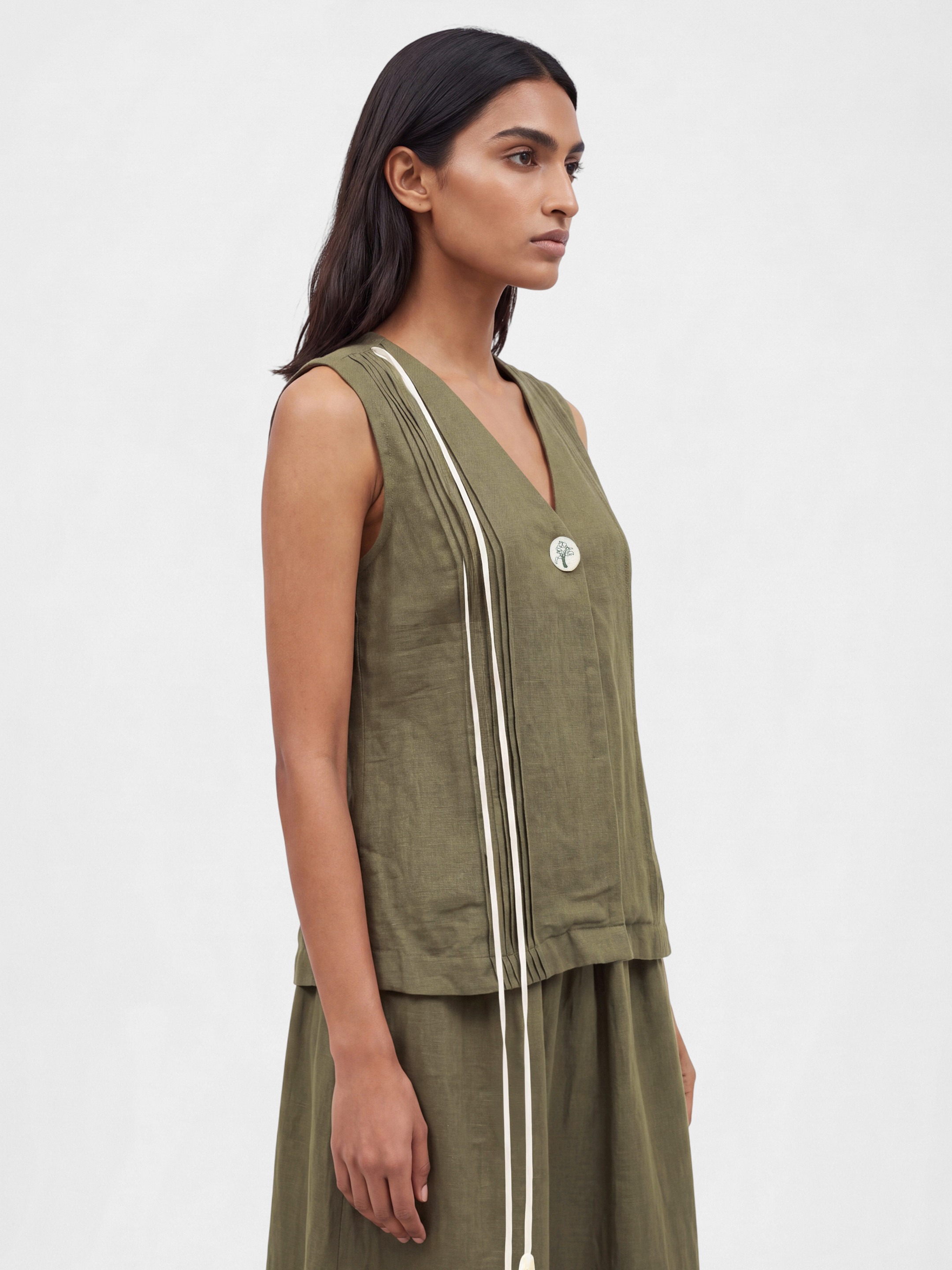 Olive Linen Top
