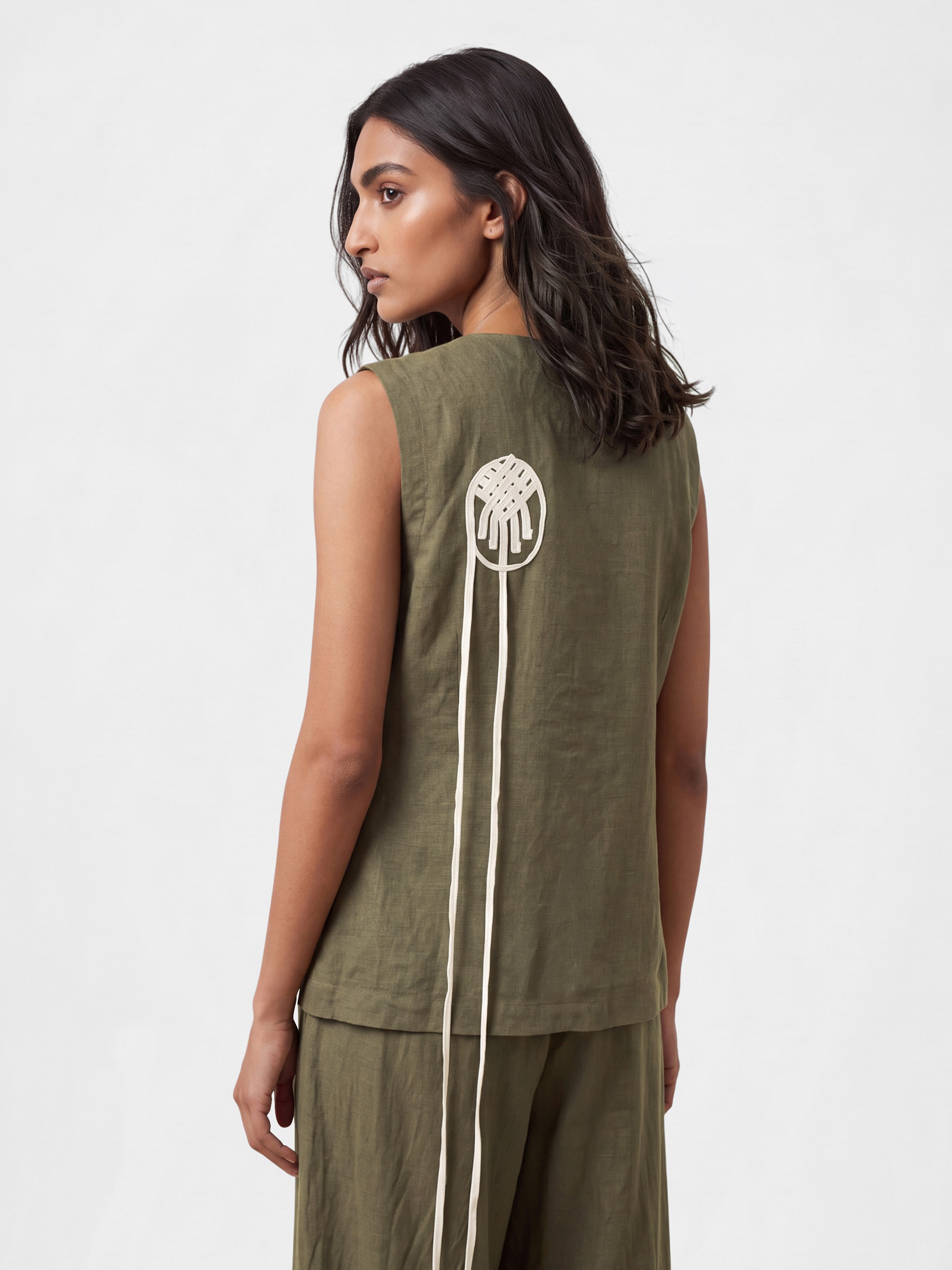 Olive Linen Top