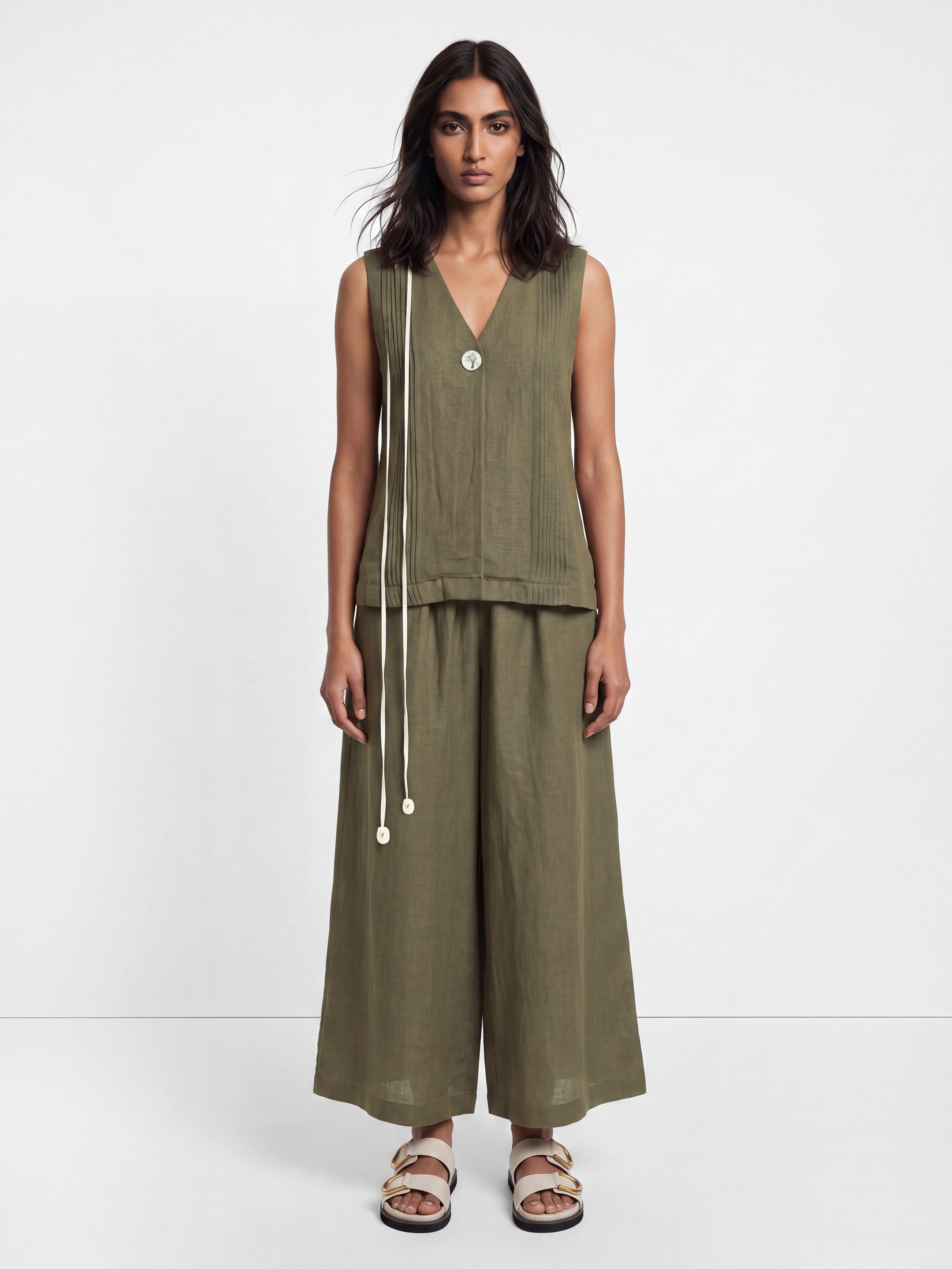 Olive Linen Top