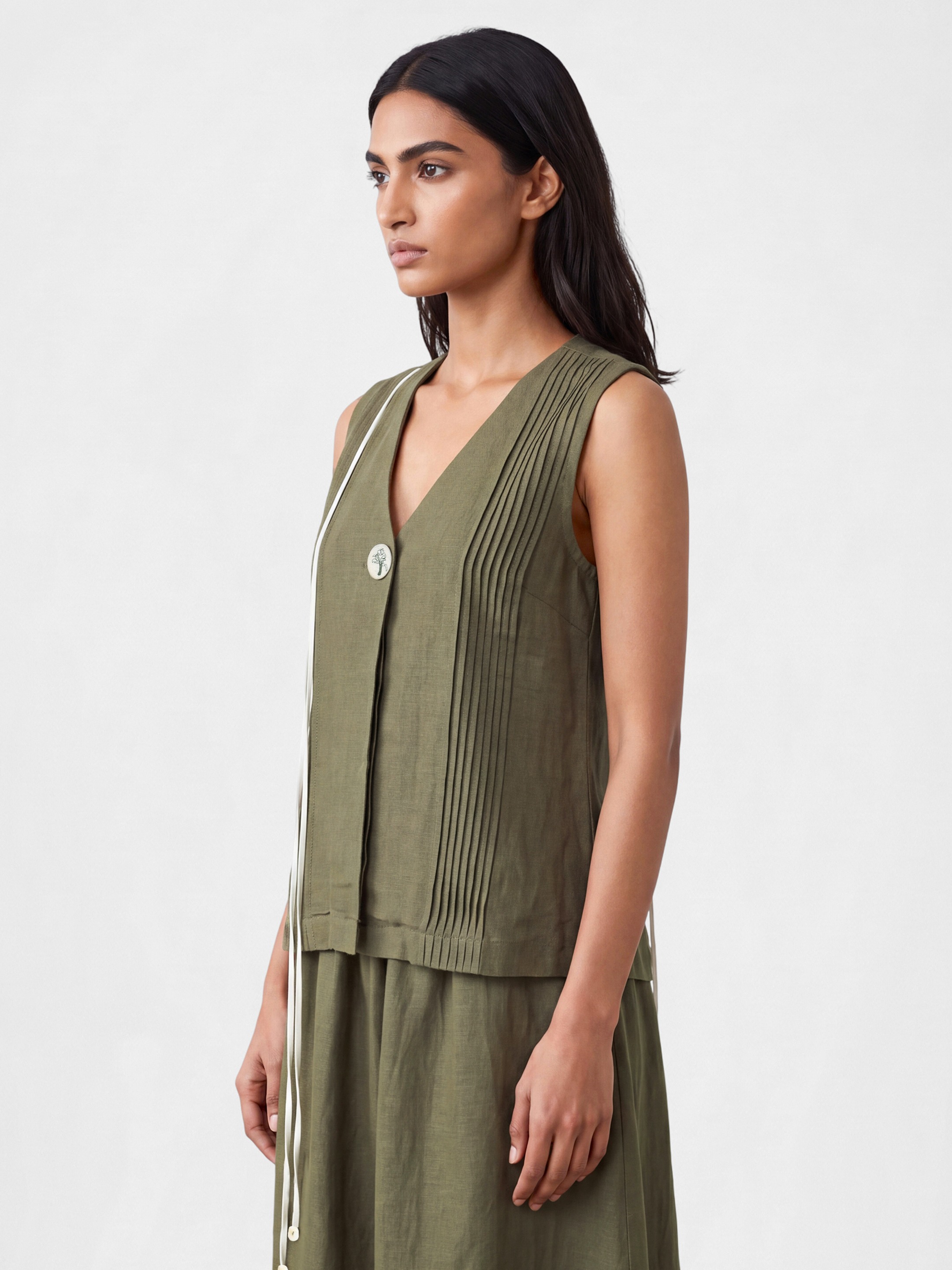 Olive Linen Top