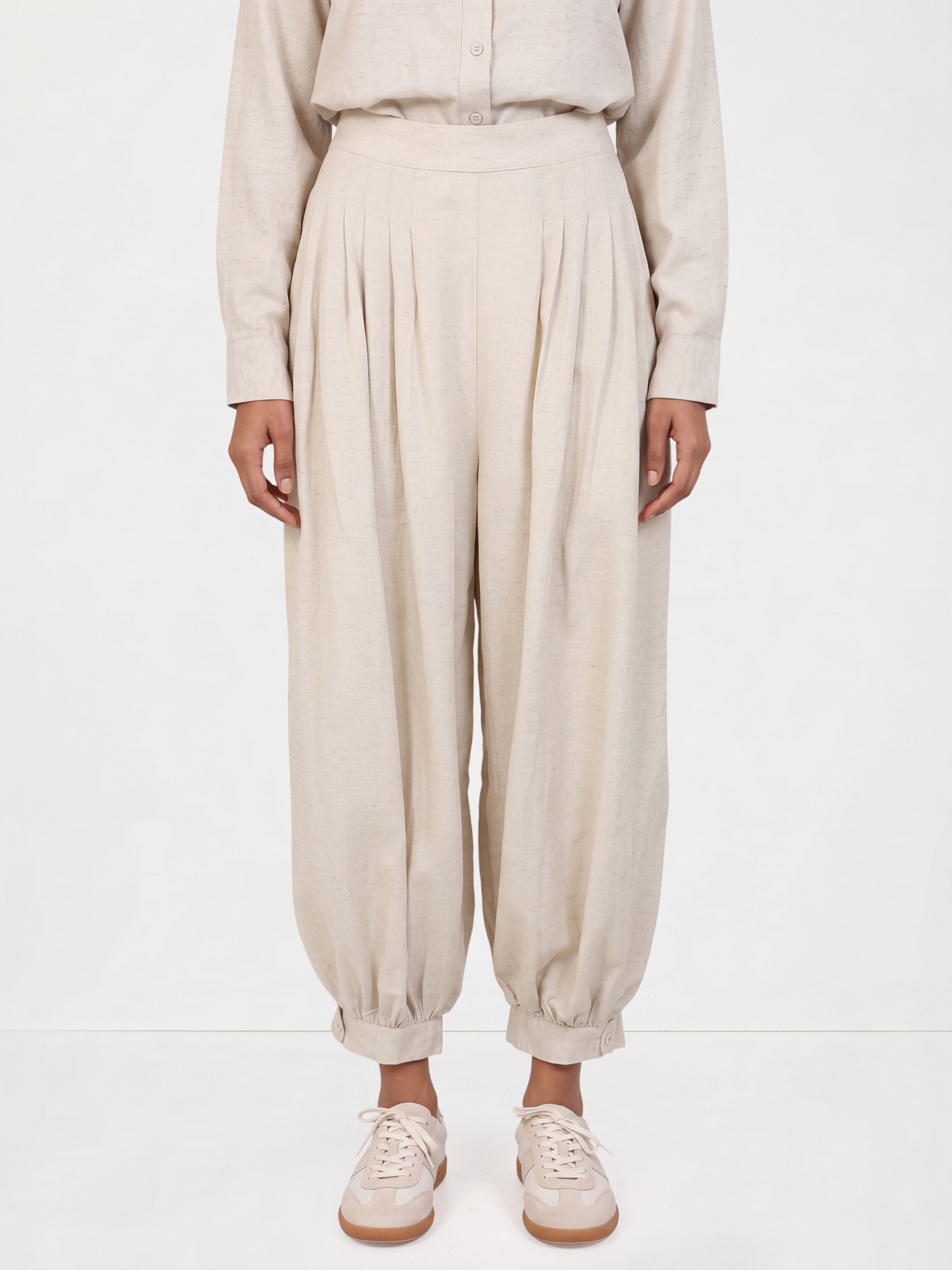 Beige Linen Trouser
