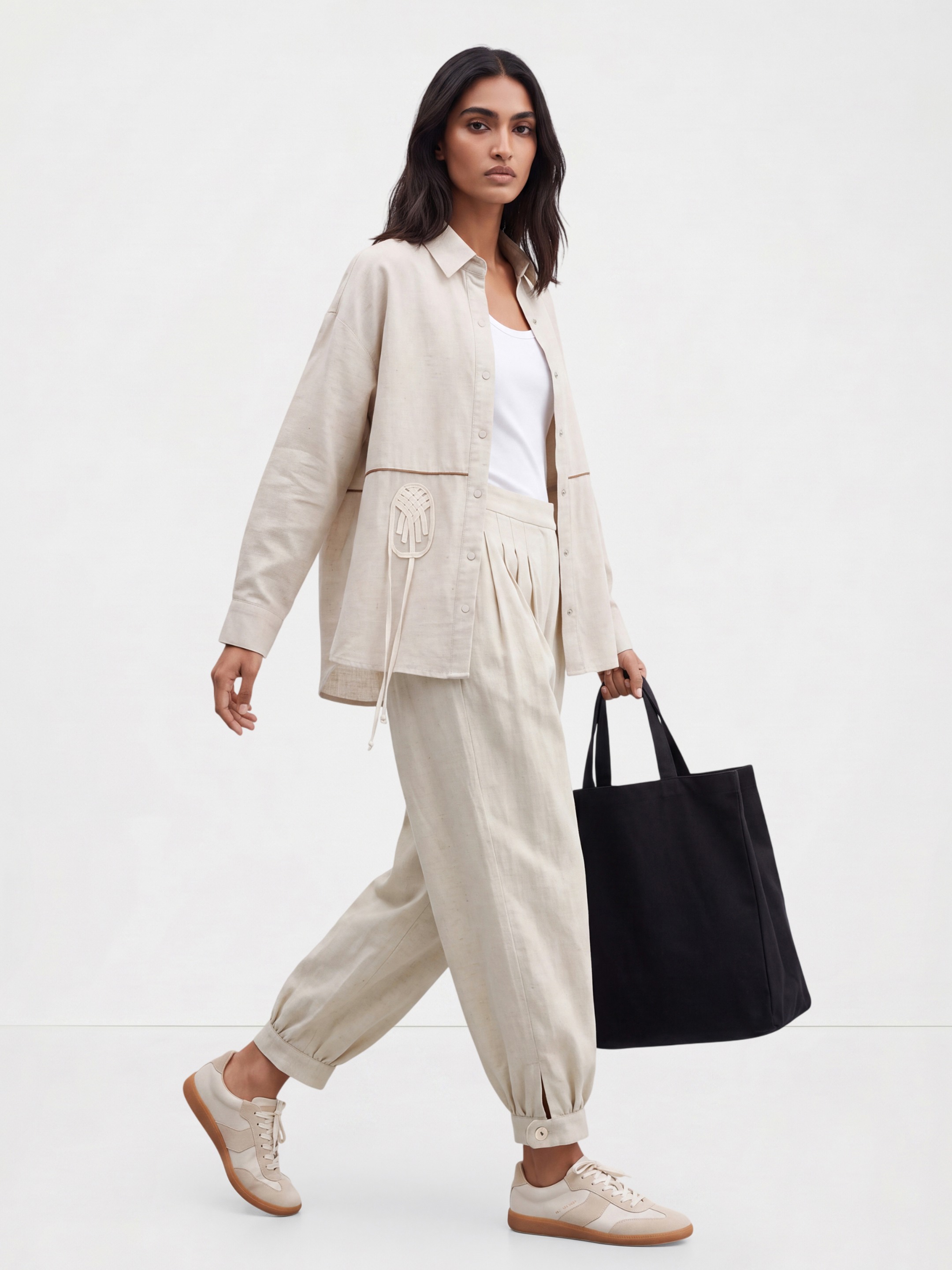 Beige Linen Trouser