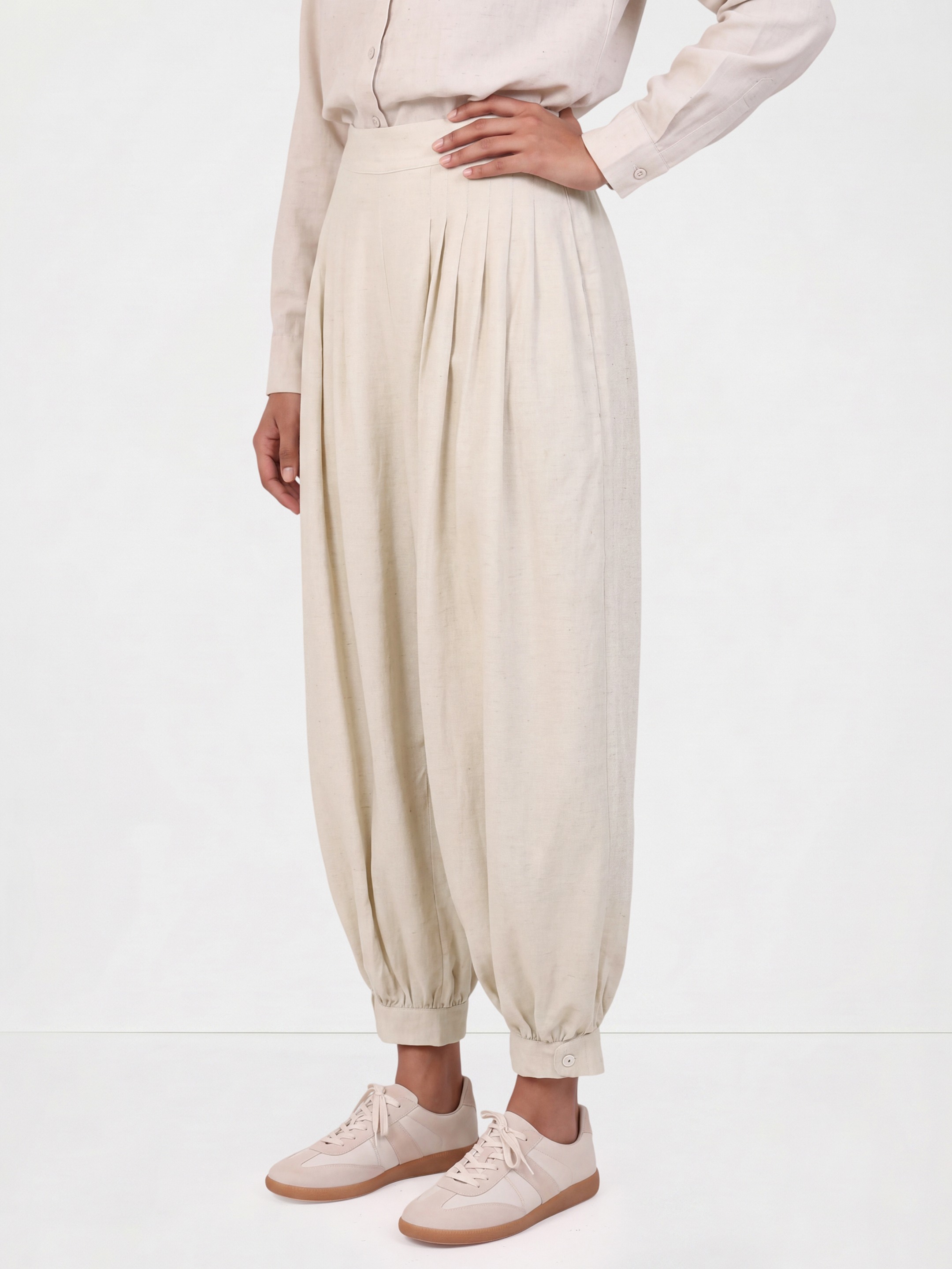 Beige Linen Trouser