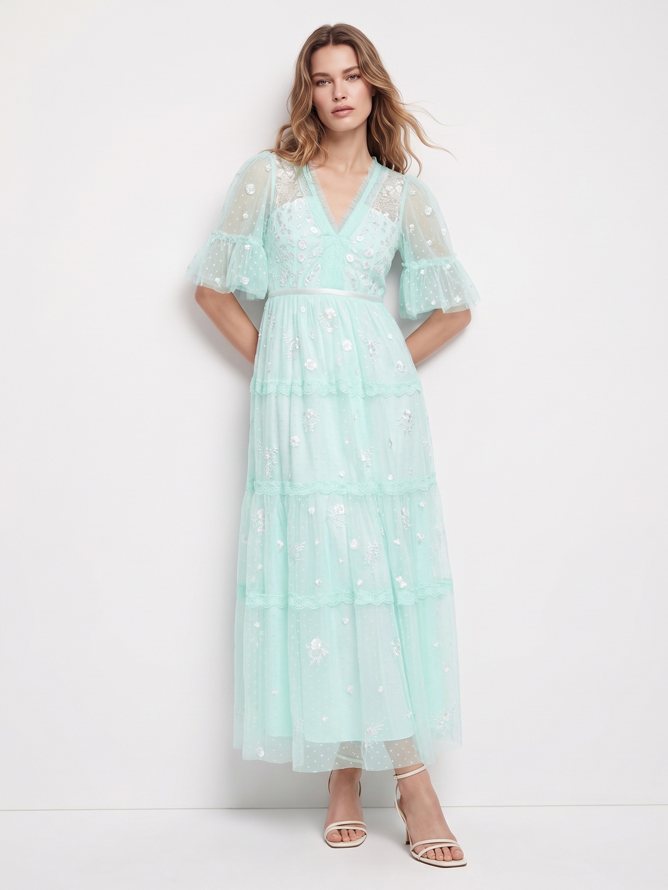 Emilie Mint Green Lace Dress