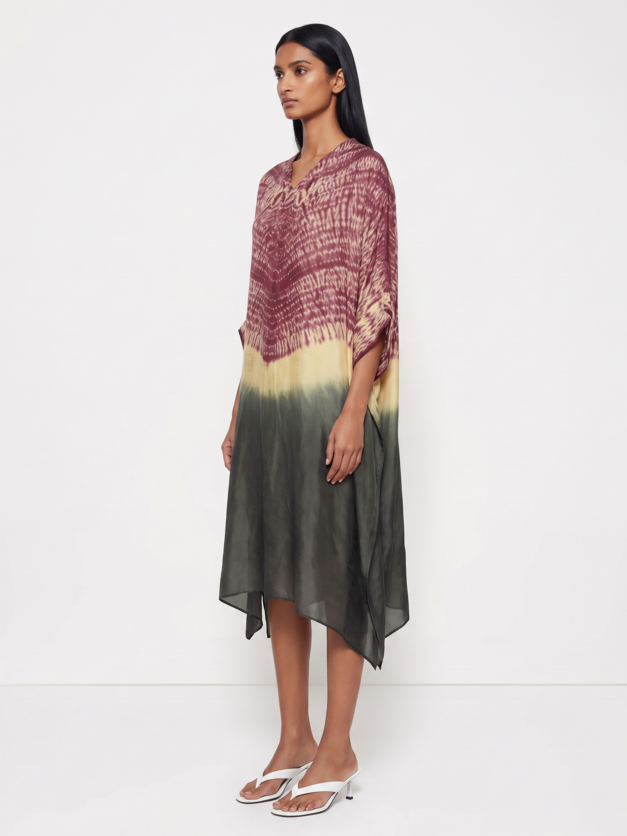 Wine Printed Kaftan