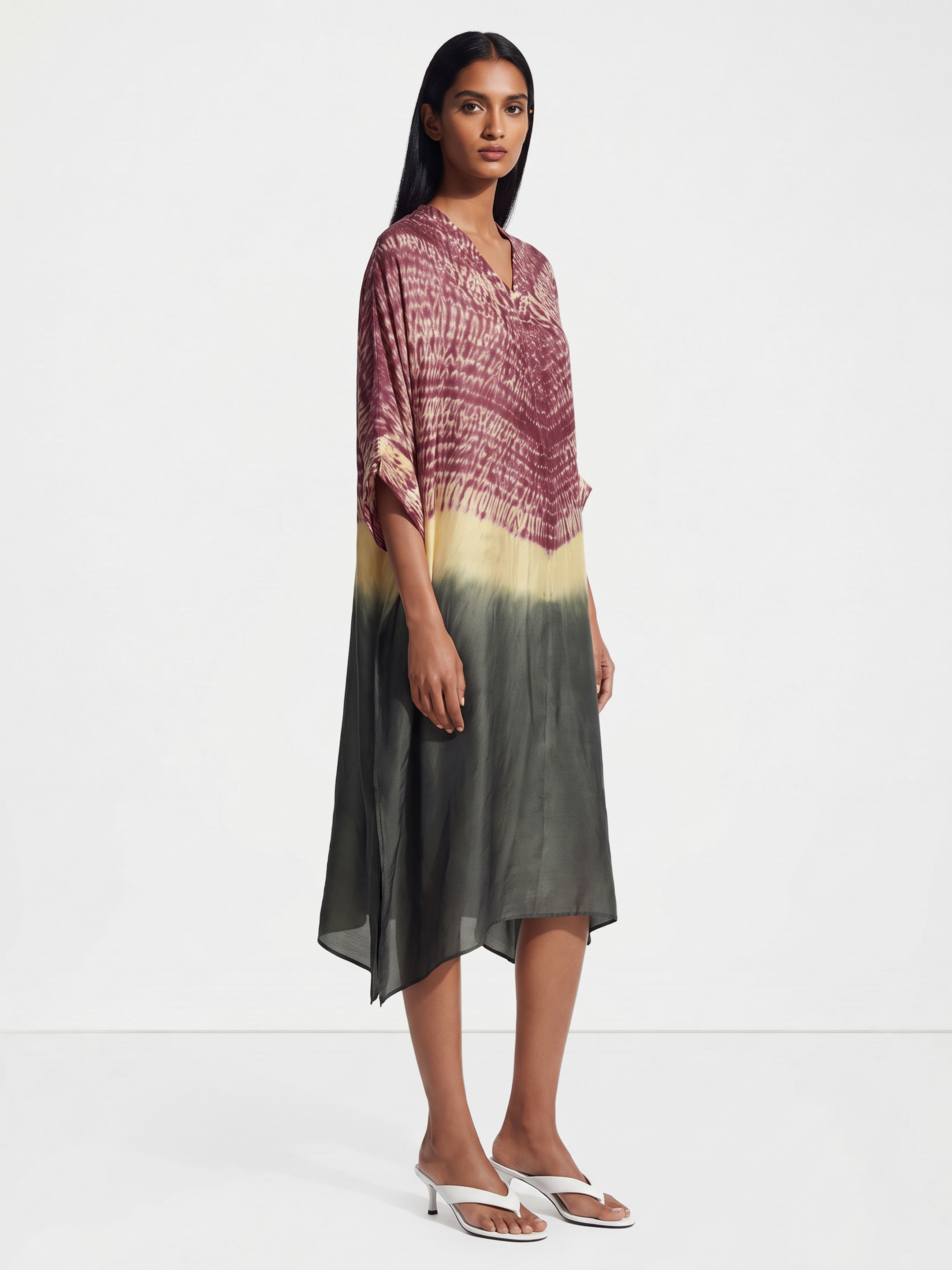 Wine Printed Kaftan