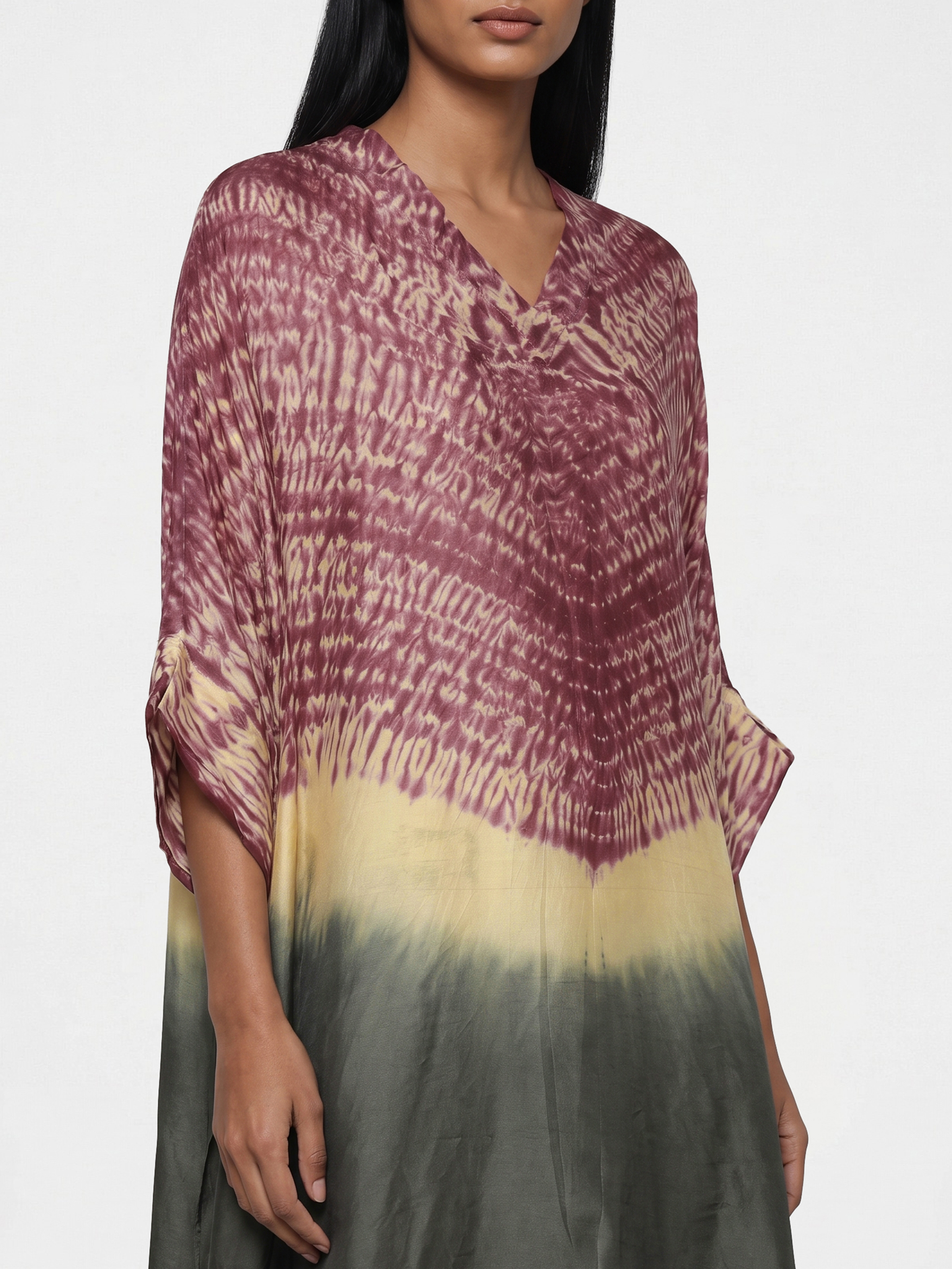 Wine Printed Kaftan