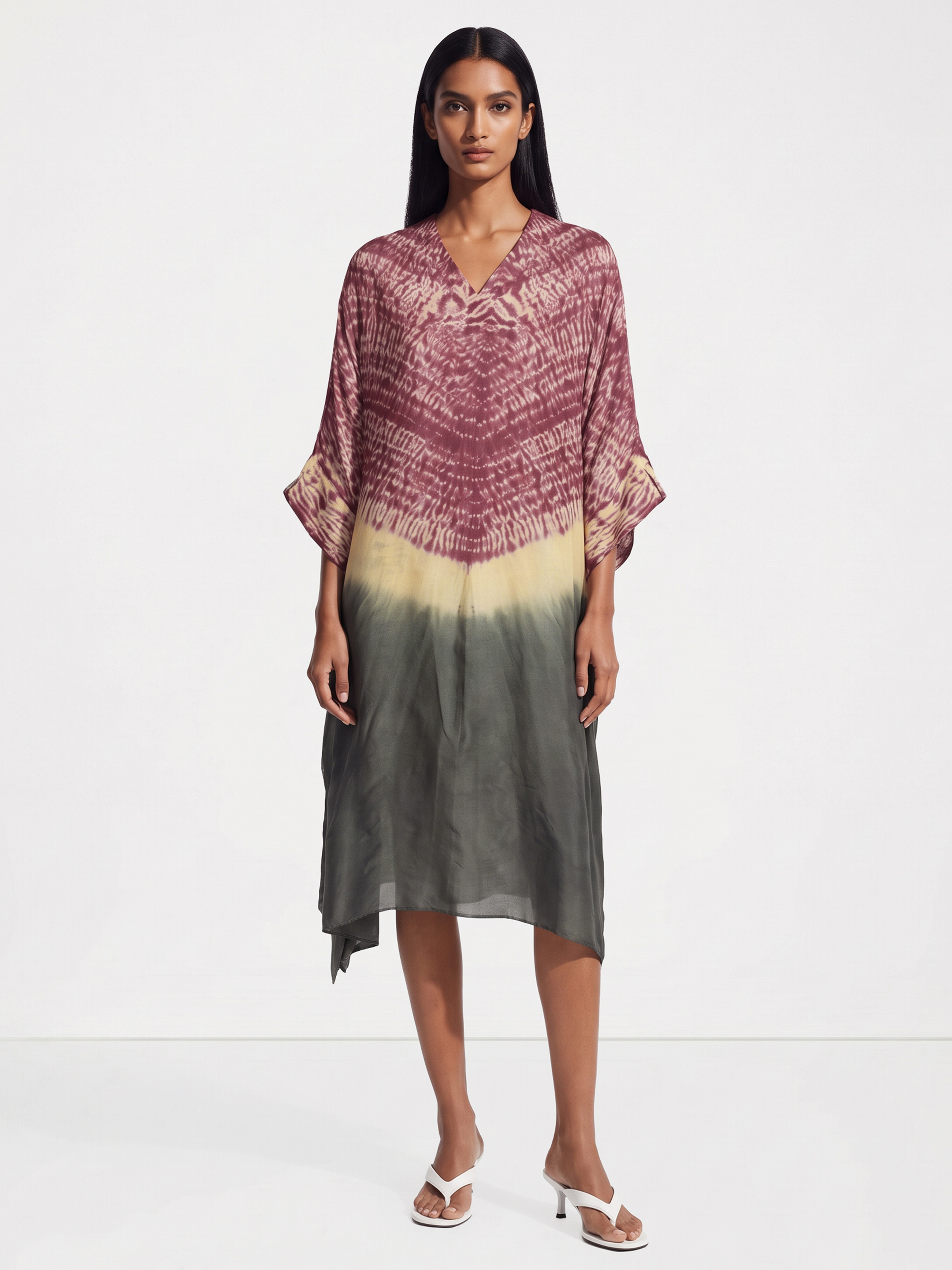 Wine Printed Kaftan