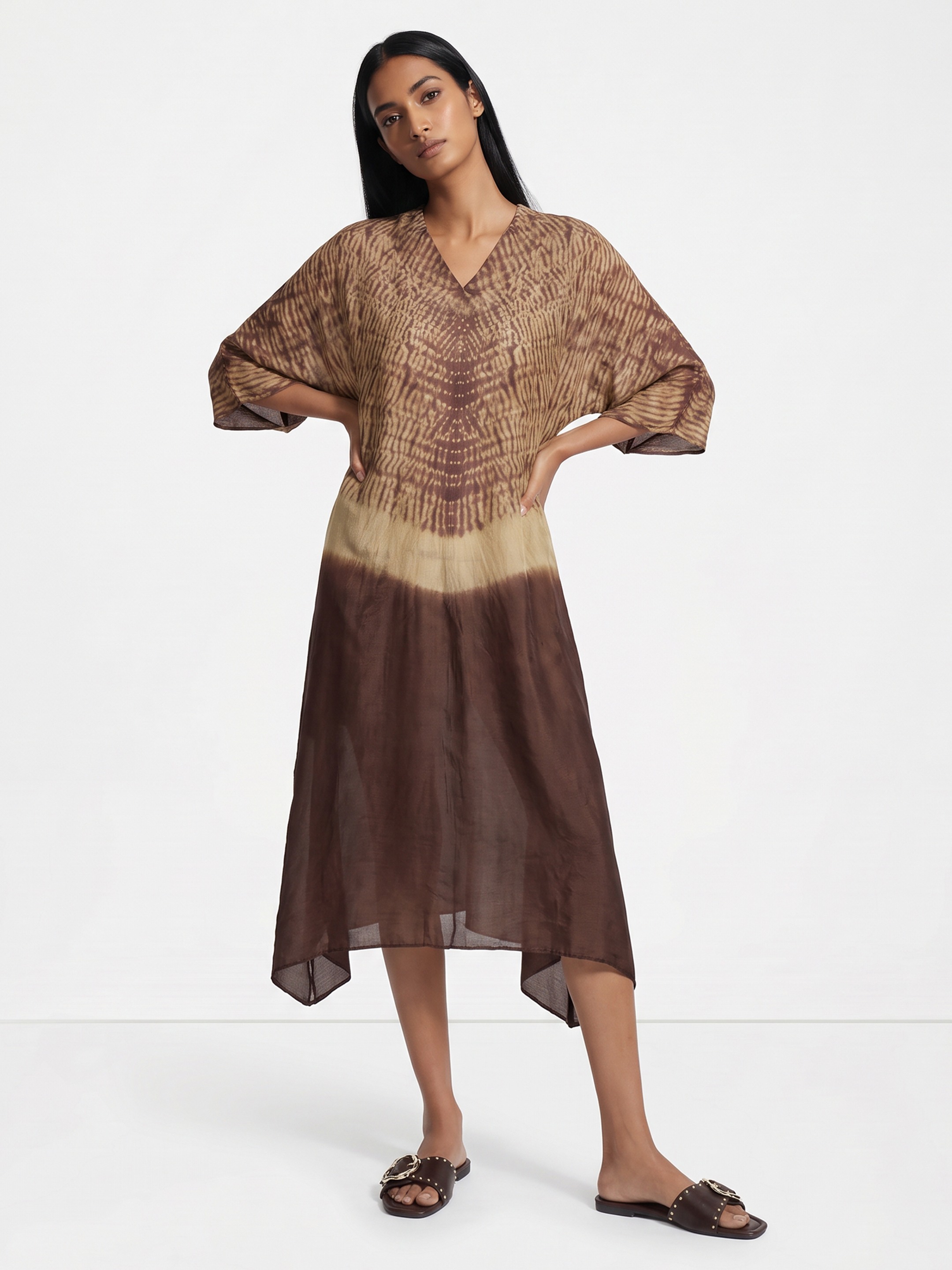 Brown Printed Kaftan
