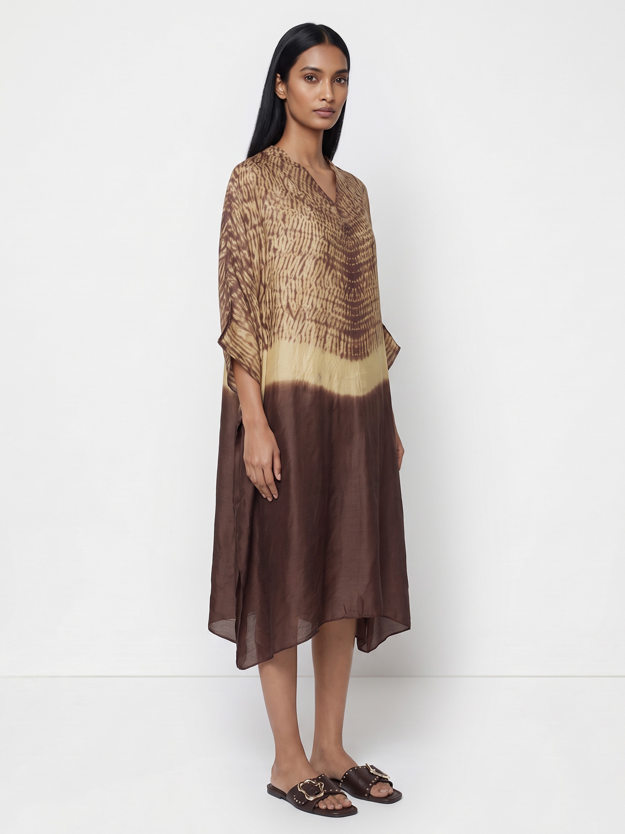 Brown Printed Kaftan