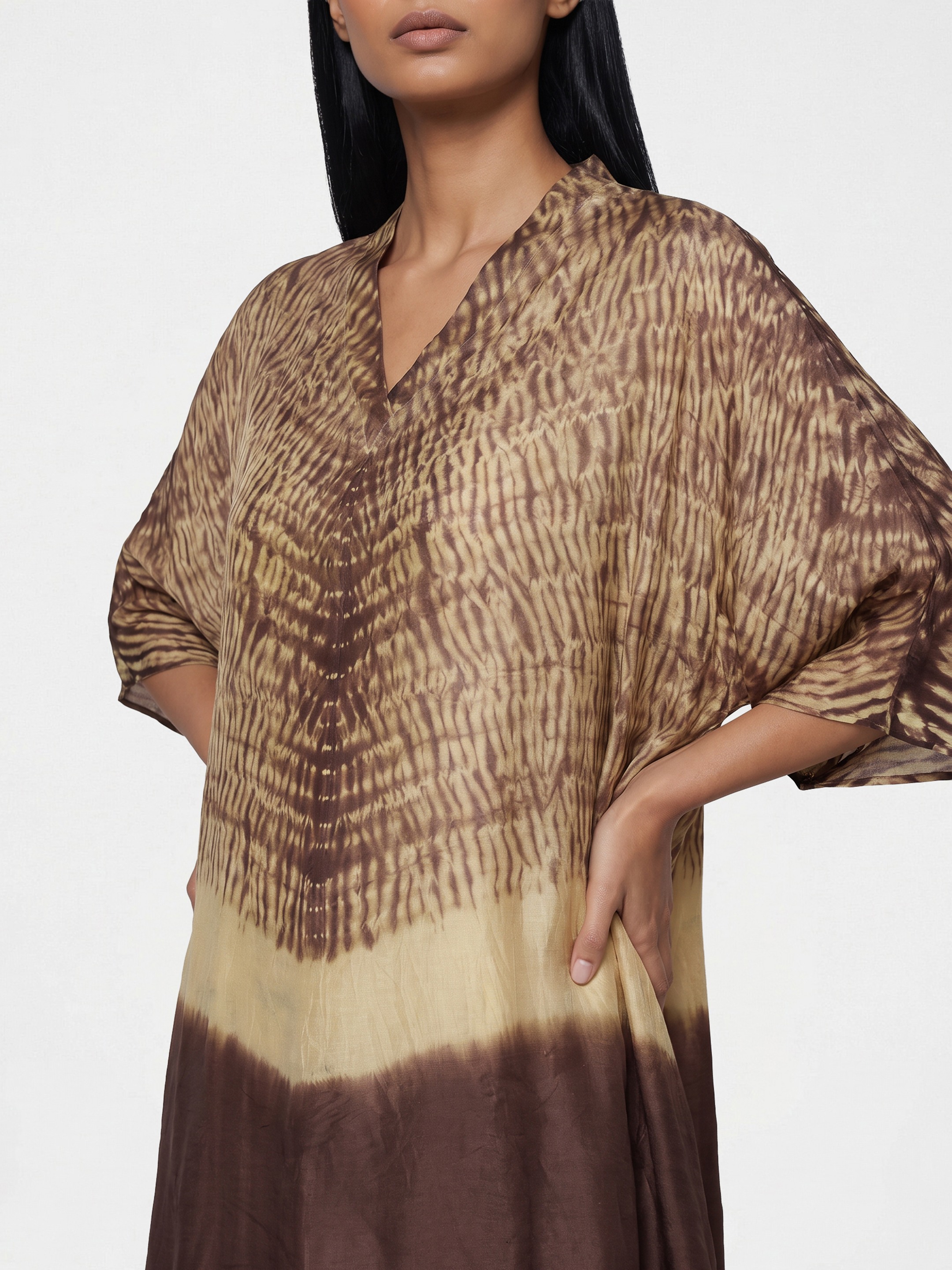 Brown Printed Kaftan