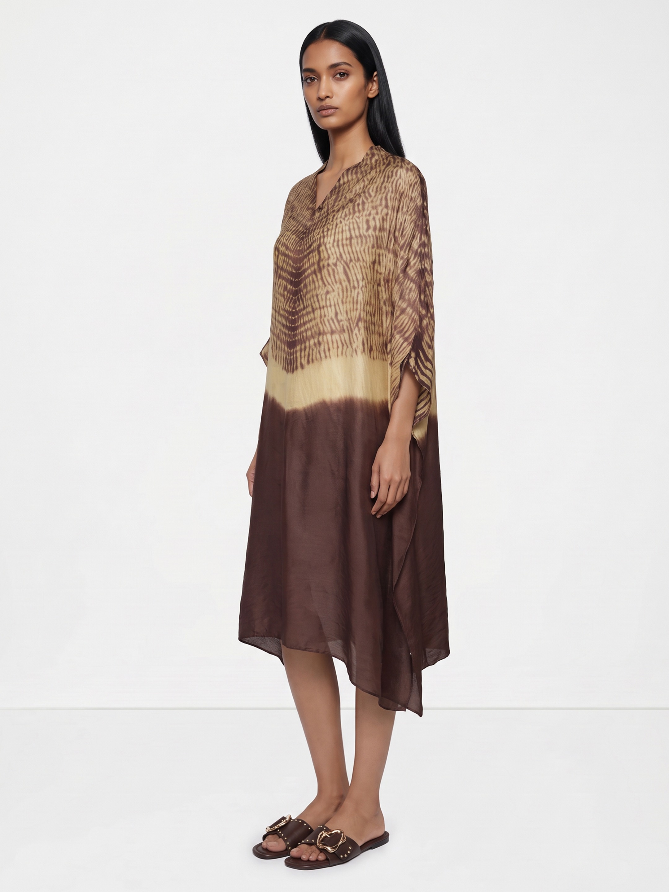 Brown Printed Kaftan