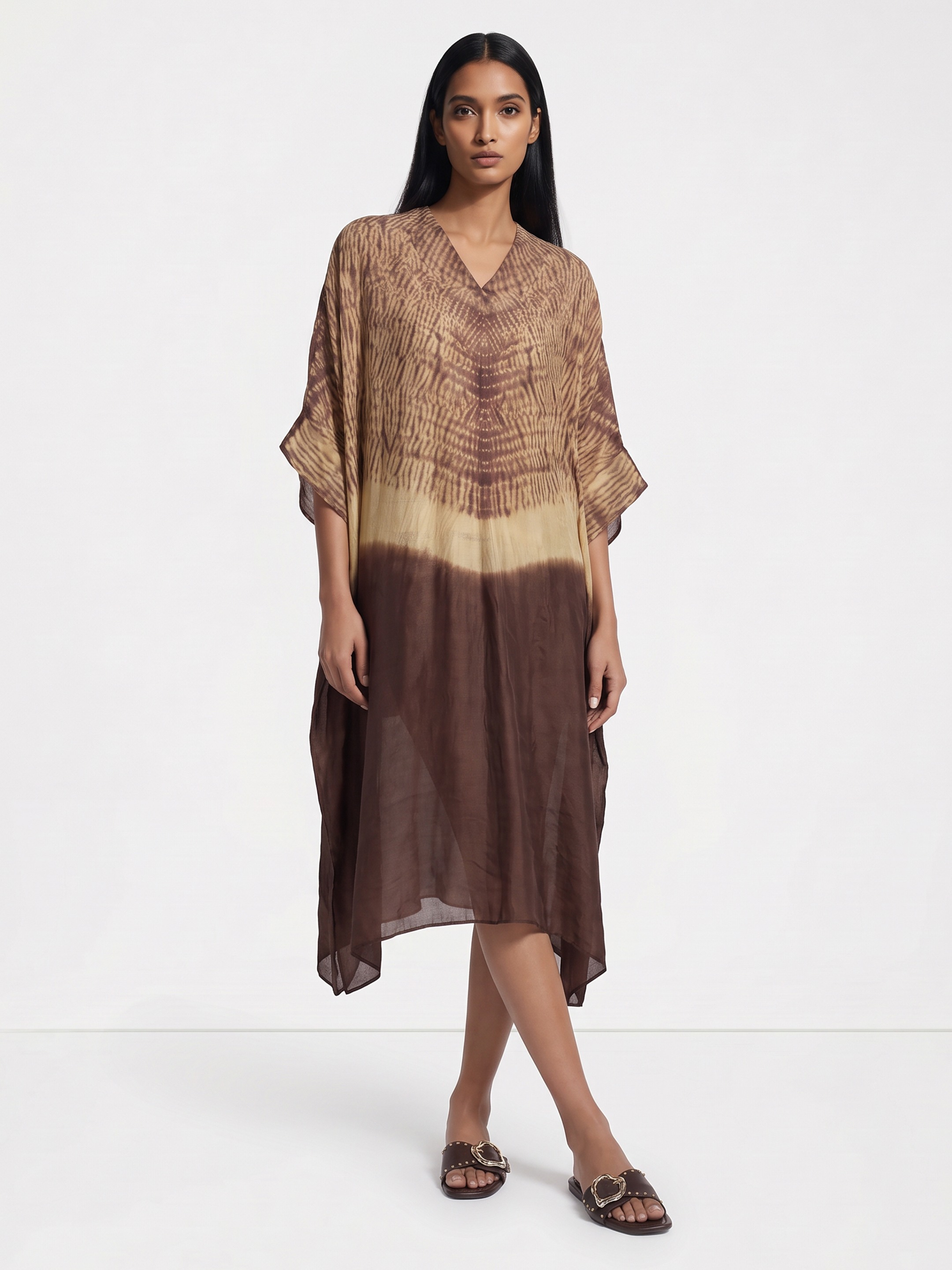 Brown Printed Kaftan