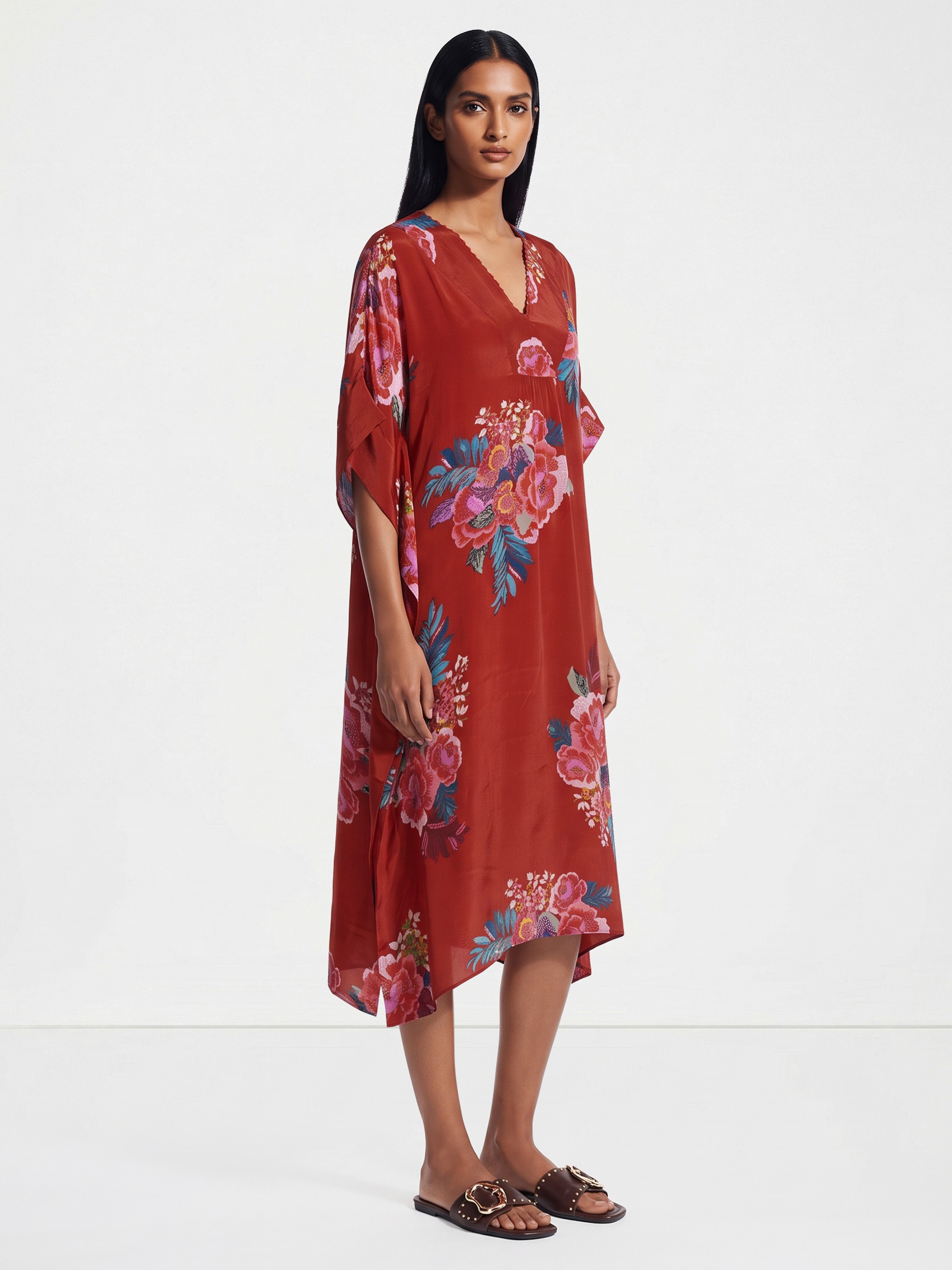 Maroon Printed Kaftan
