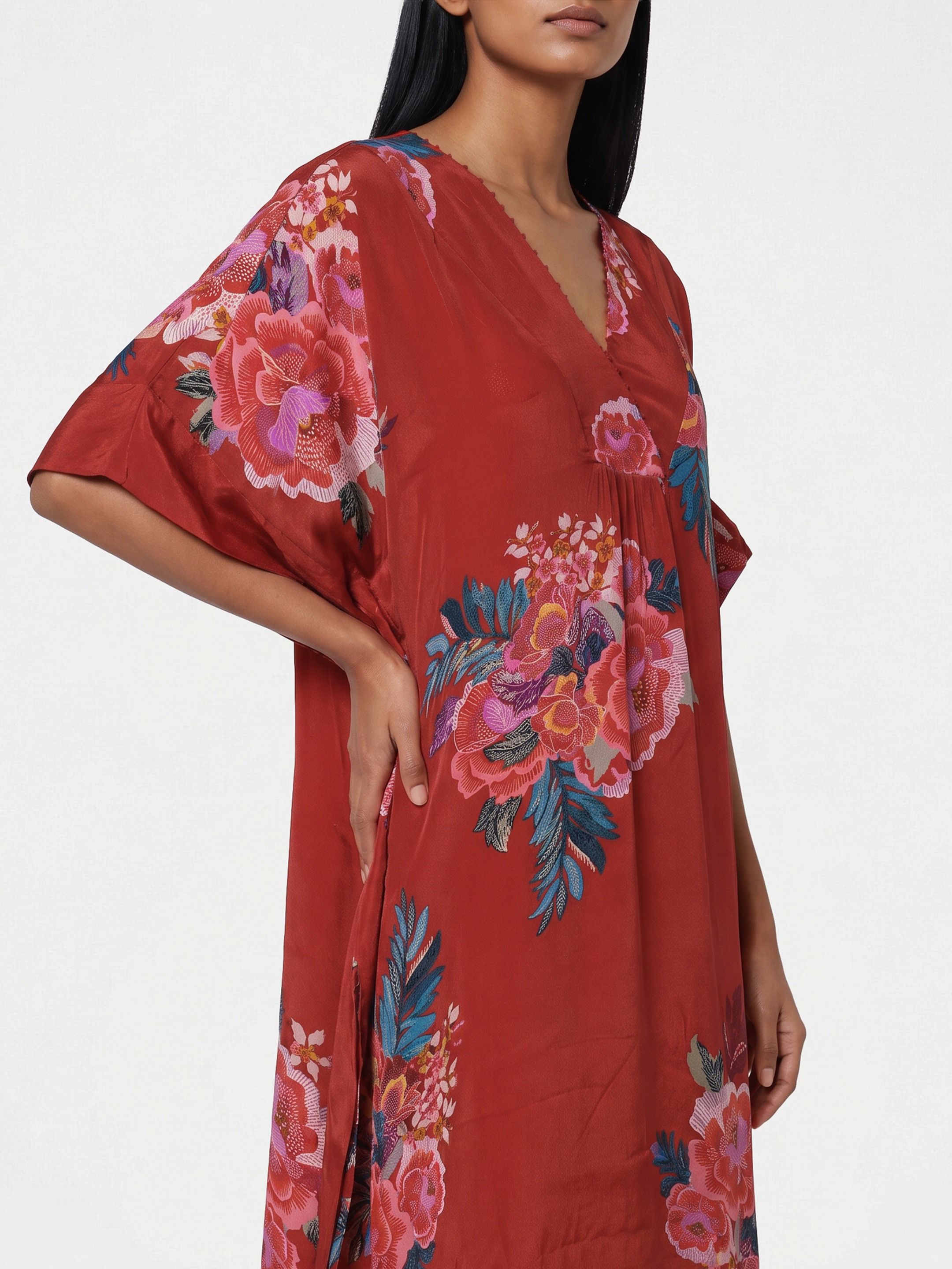 Maroon Printed Kaftan
