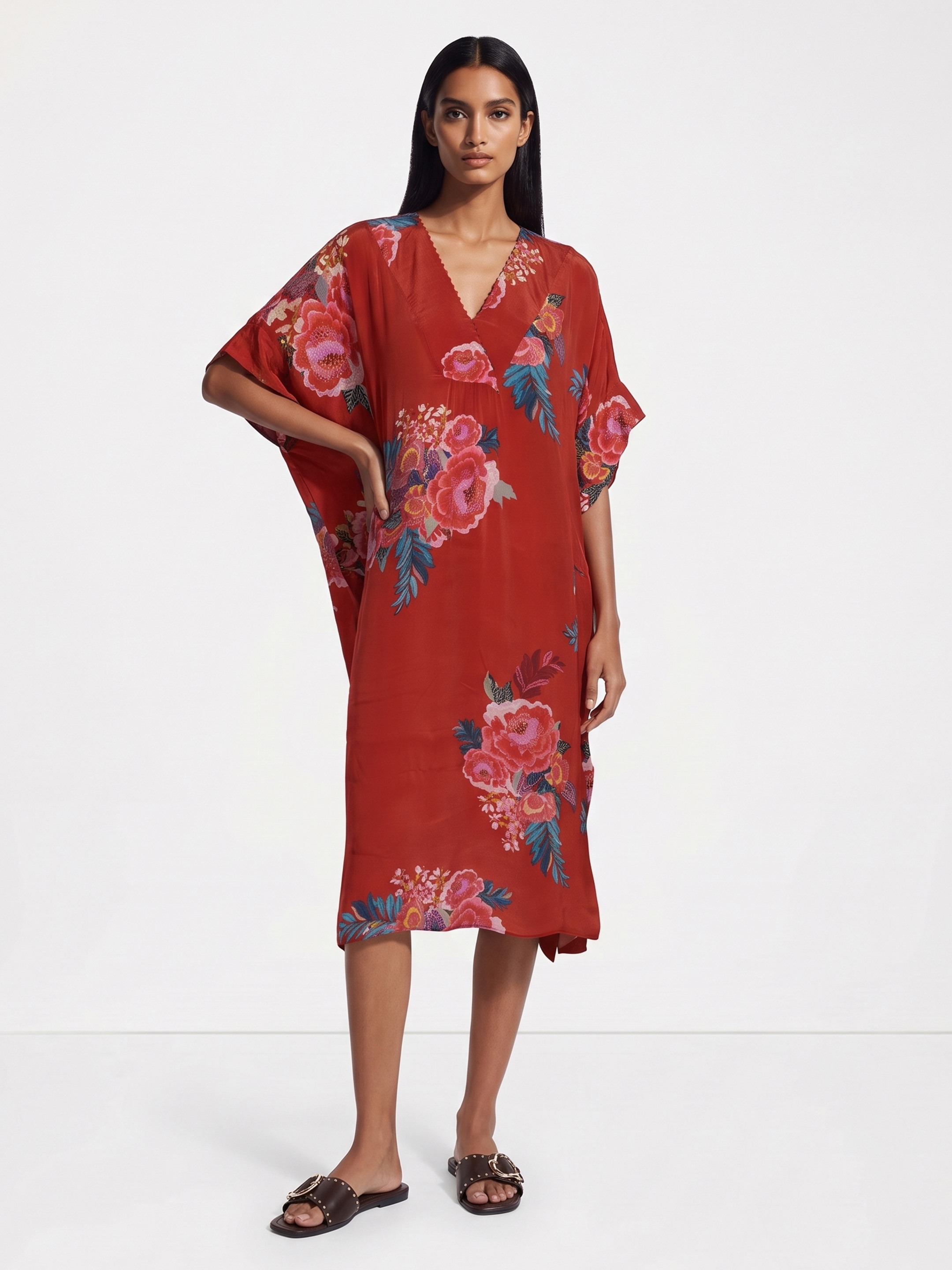 Maroon Printed Kaftan