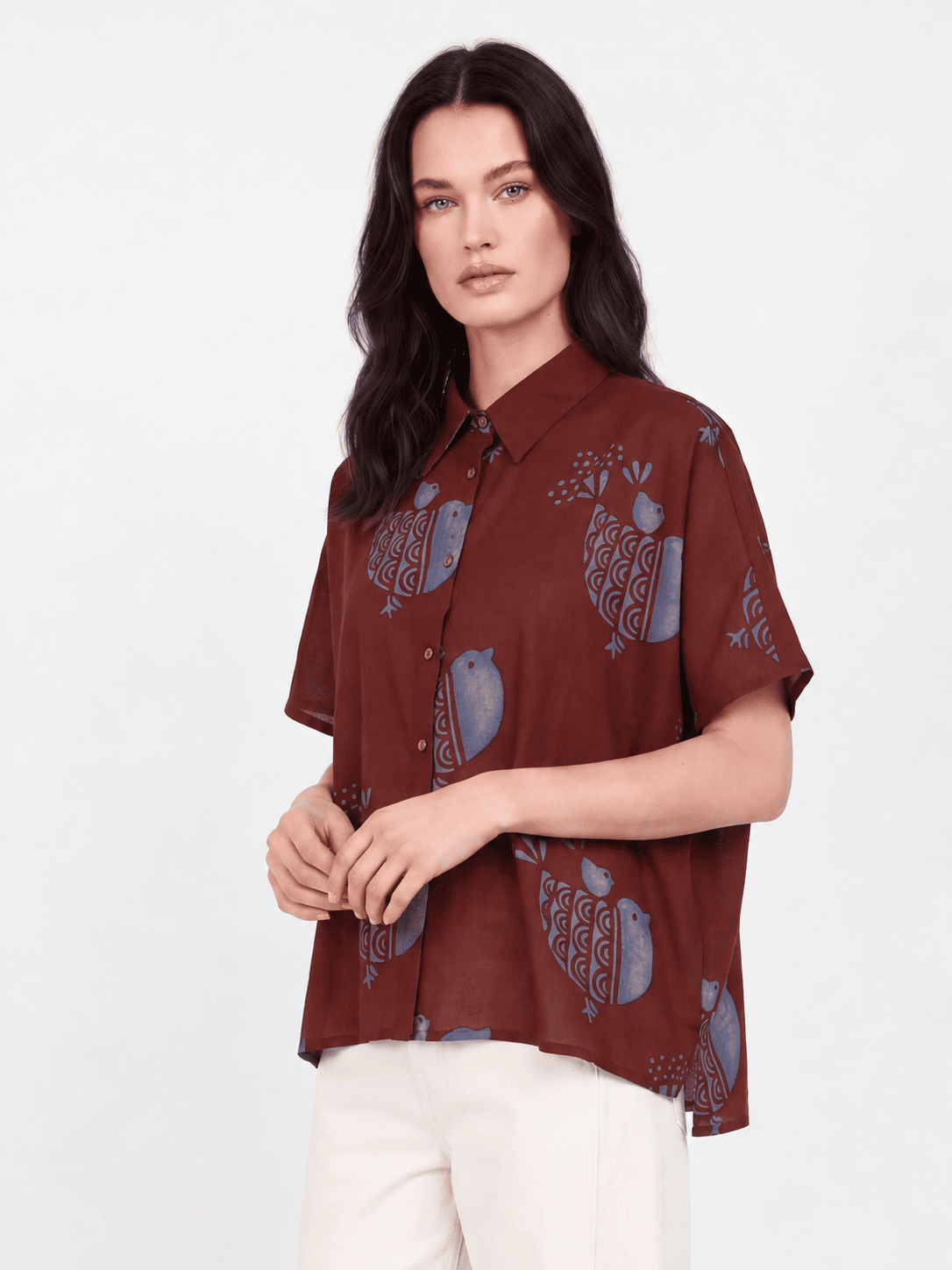 Red Buttoned Cotton Shirt