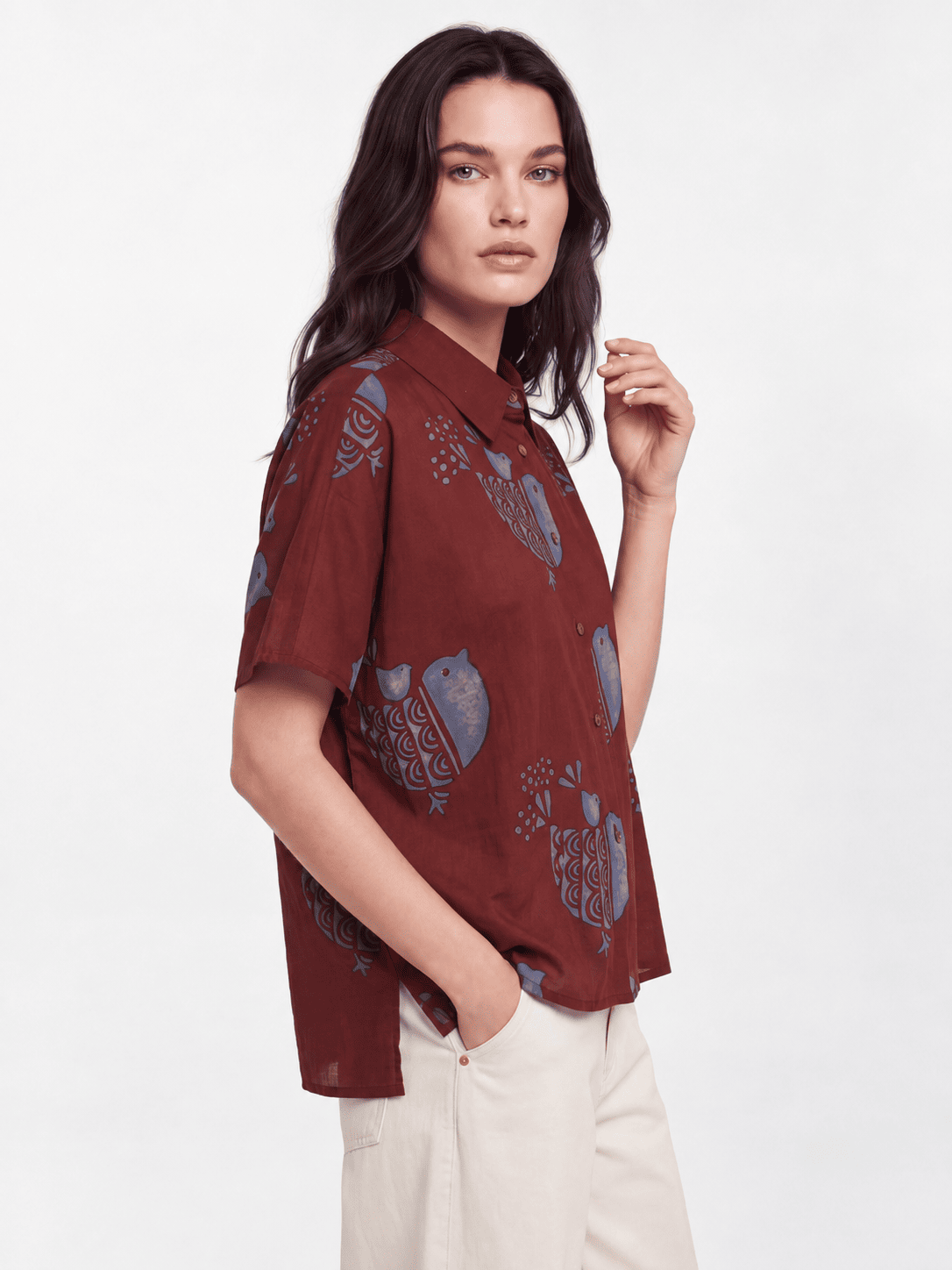 Red Buttoned Cotton Shirt