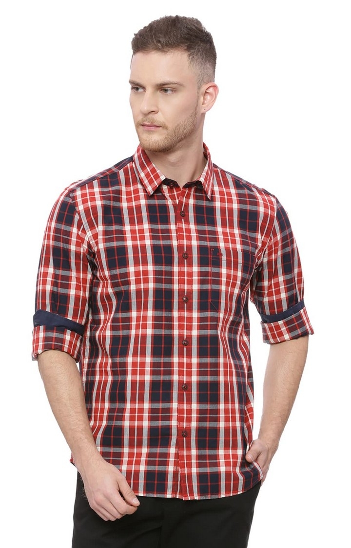 Basics | Red Checked Casual Shirts 0