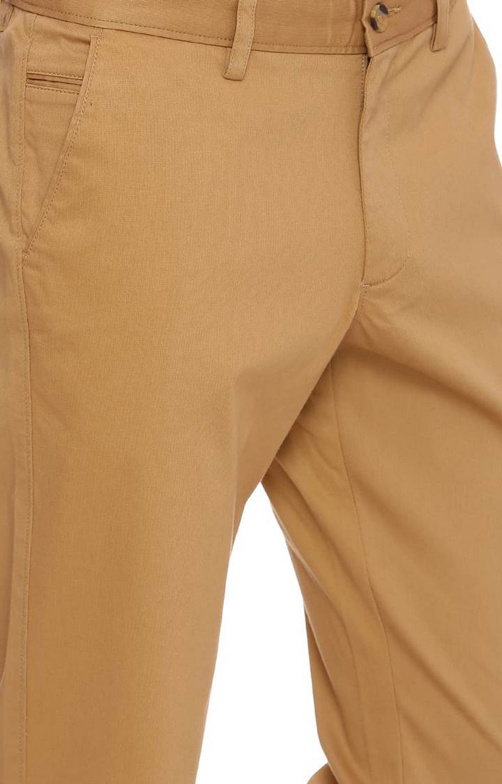 Basics | Men's Brown Cotton Blend Solid Chinos 0
