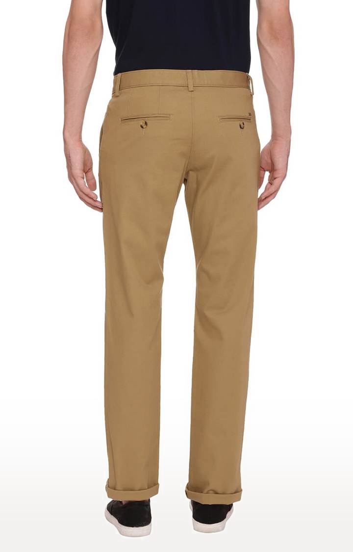 Basics | Men's Brown Cotton Blend Solid Chinos 2