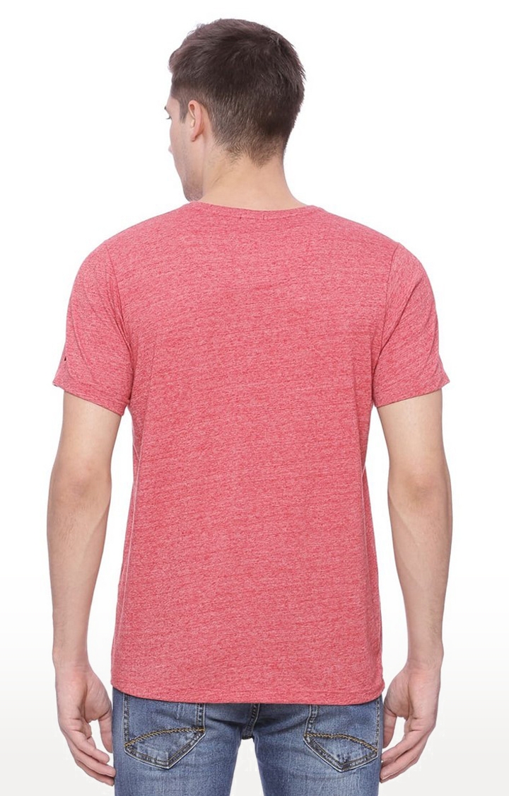 Basics | Men's Red Cotton Blend Printed T-Shirt 3